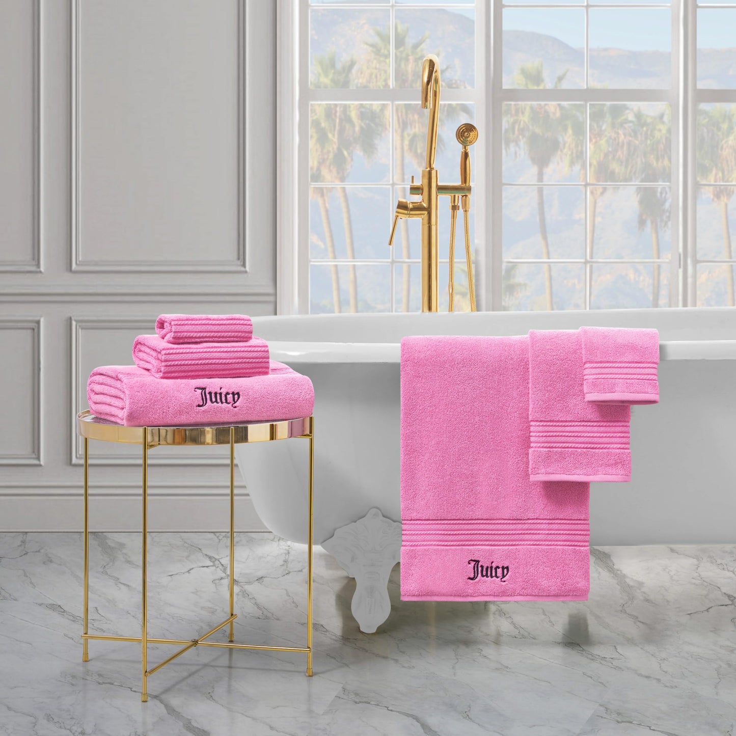 Juicy Couture Alyssa Luxurious 6 Piece Bath Towel Set - Premium Bathroom Towel Set