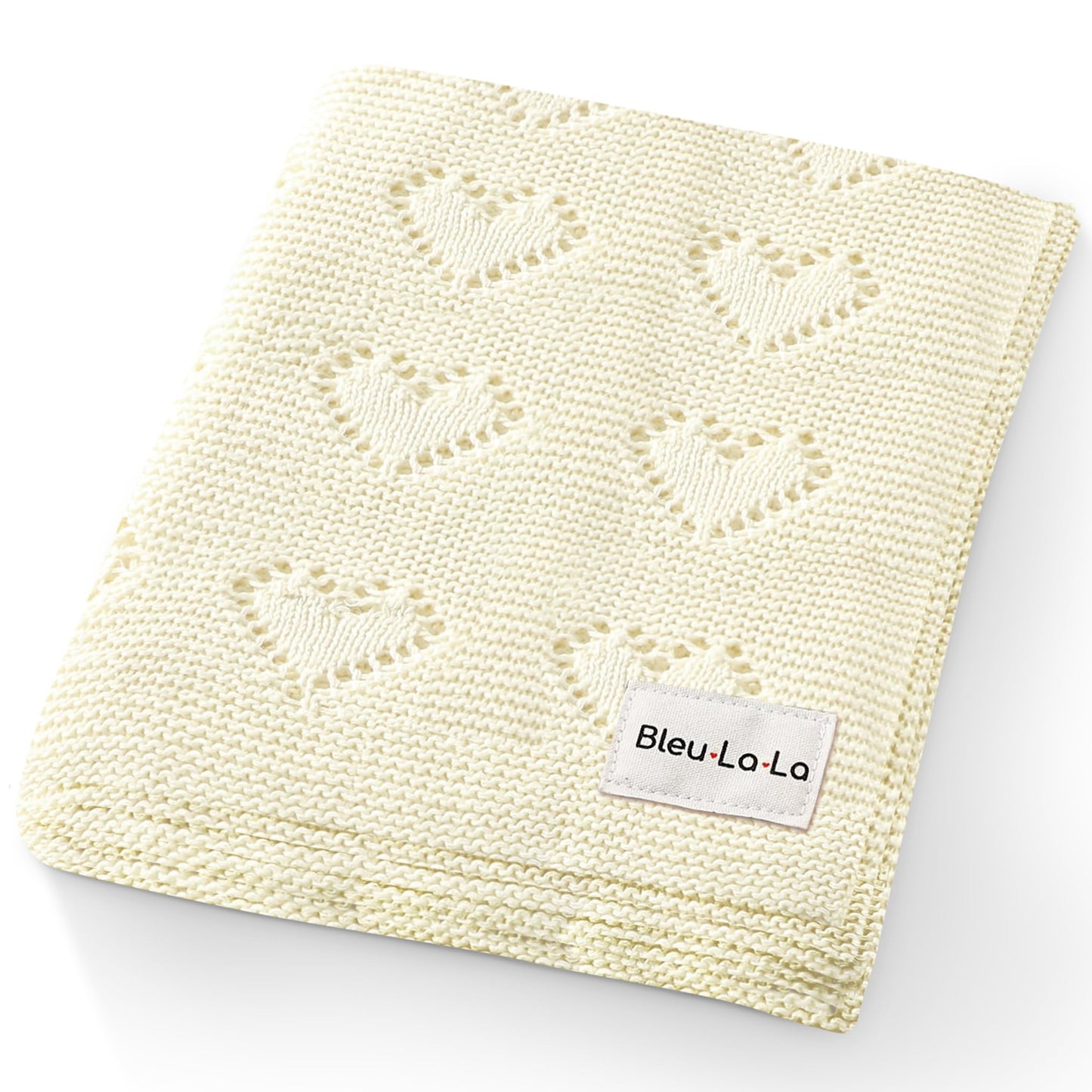 Swaddling Luxury Cotton Knit Heart Baby Blanket