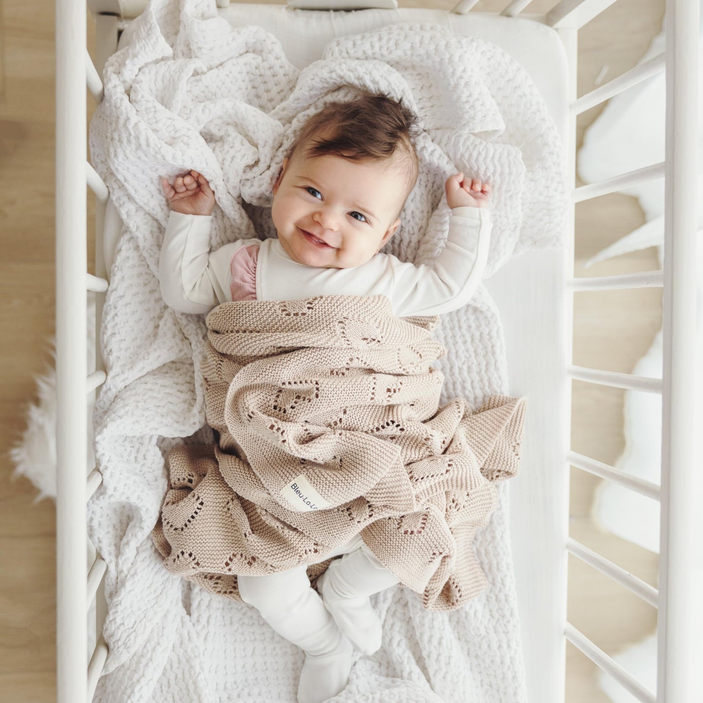 Swaddling Luxury Cotton Knit Heart Baby Blanket