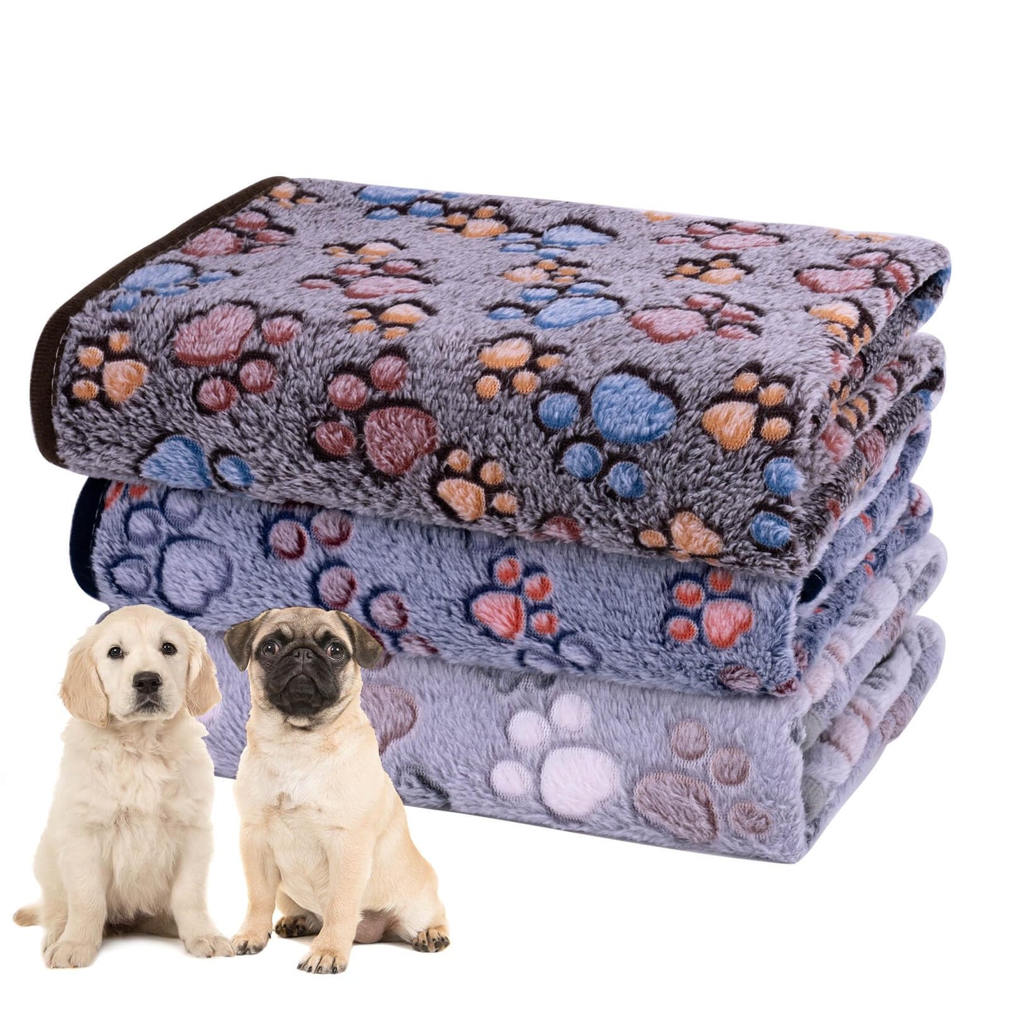 Soft Fluffy Fleece Blanket for Small, Medium and Large Dogs - Paw Print Pink Pet Blanket