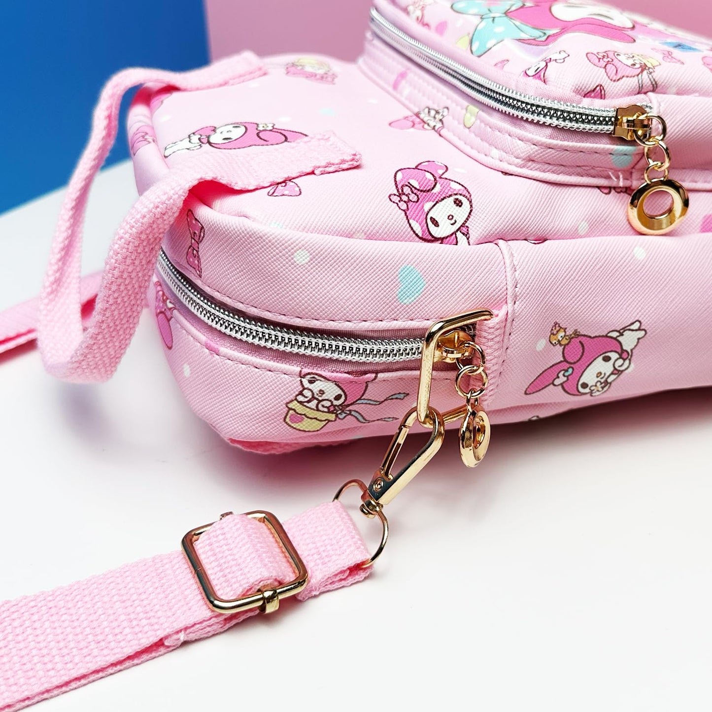 Kawaii Kitty PU Crossbody Bag with Handles Adjustable Shoulder Strap and Bracelet, Handbag with Zipper, Wallet Purse