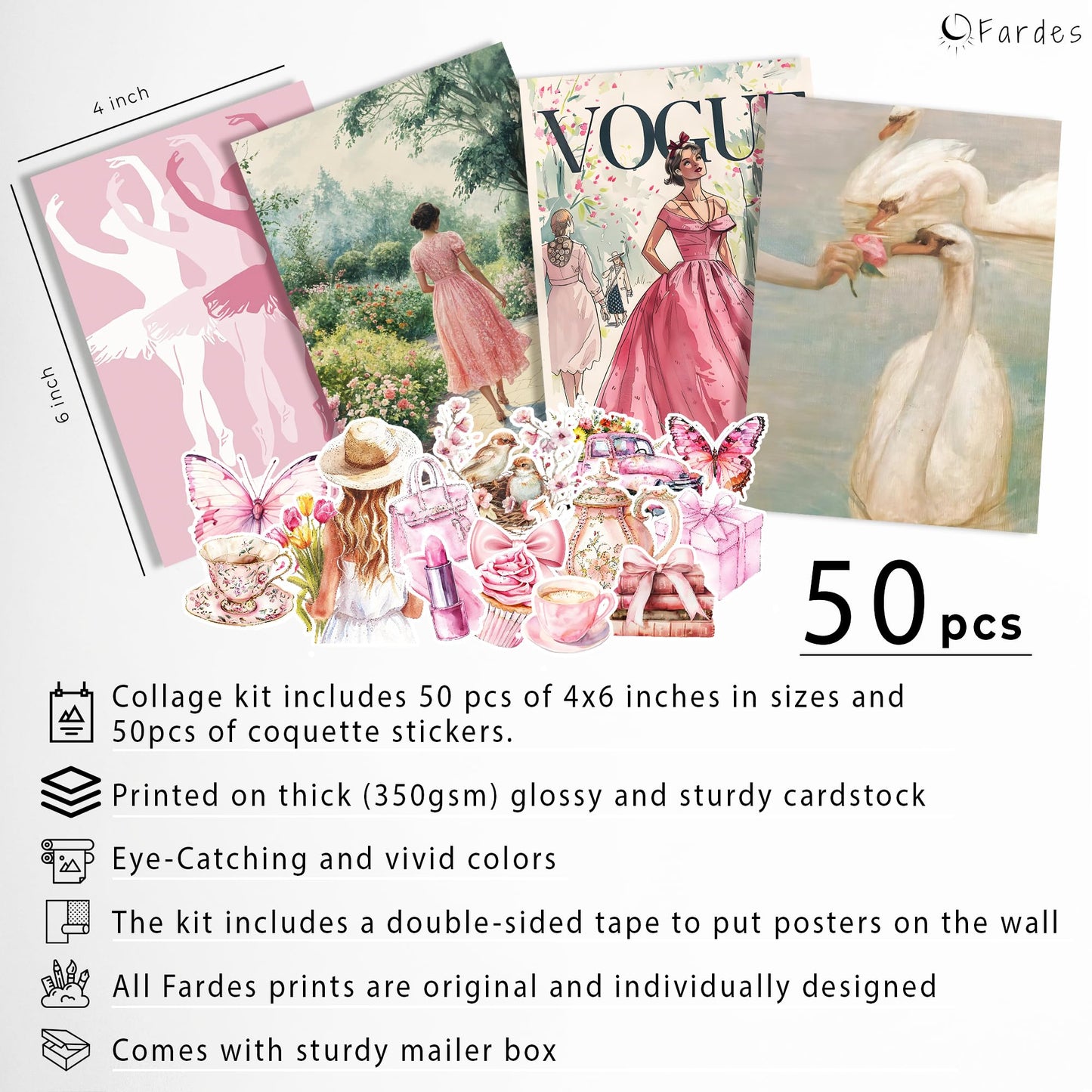 Preppy Aesthetic Wall Collage Kit – Cute Posters for Girls' Bedroom Decor