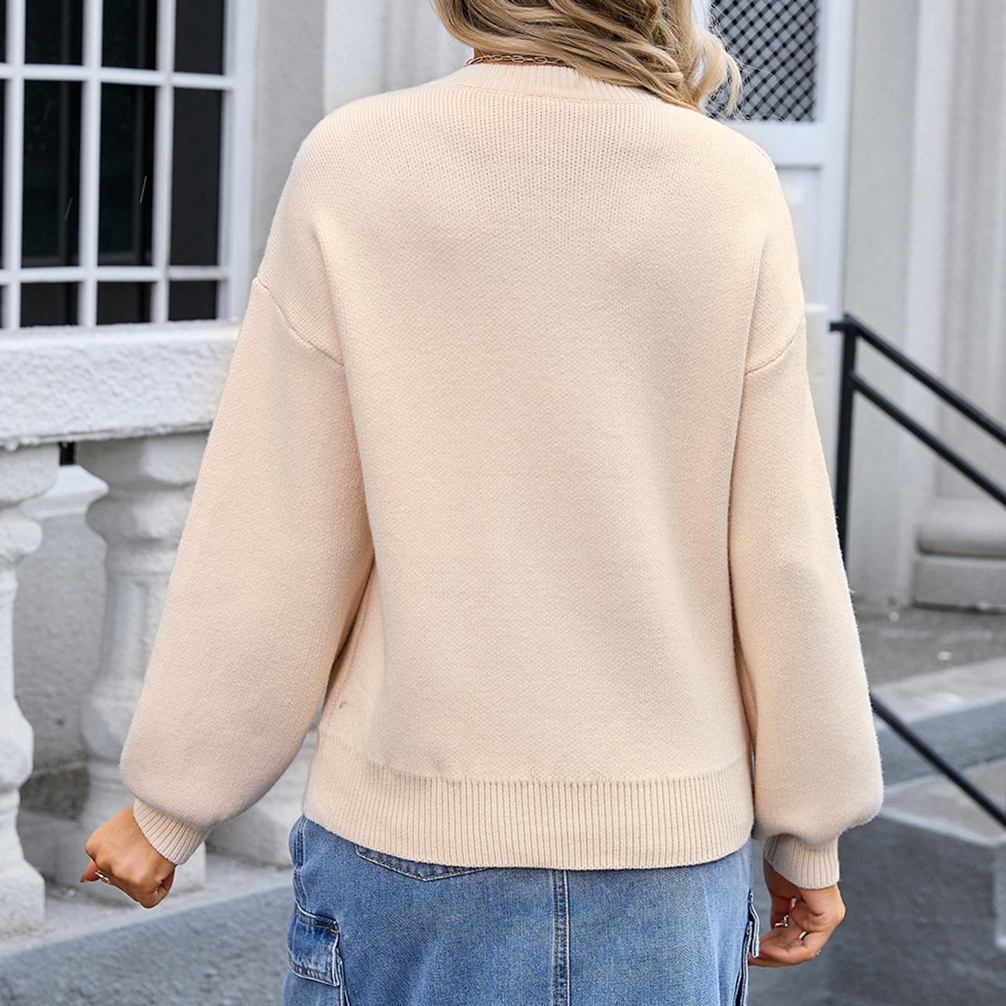 Women Oversized Y2K Fall Sweater Cute Bow Print Long Sleeve Cable Knit Pullover