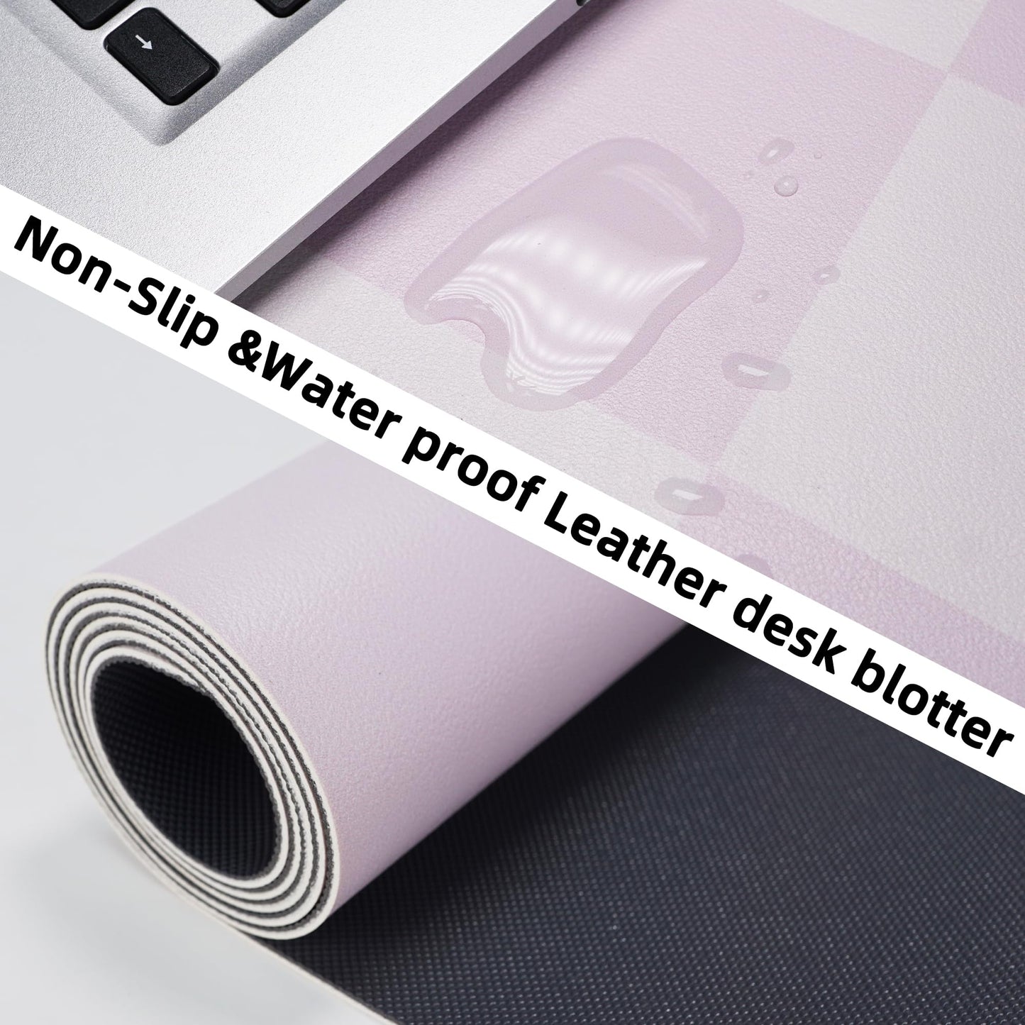 Large Non-Slip Desk Pad - Waterproof PU Leather Desk Protector, 31.5" x 12"