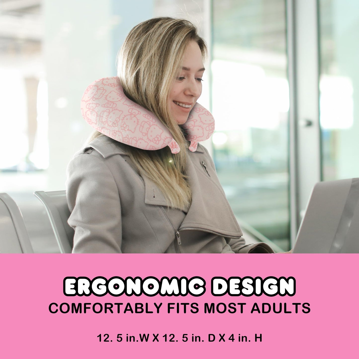 Hello Kitty Neck Pillow Support, Portable Travel Car Pillow for Sleep