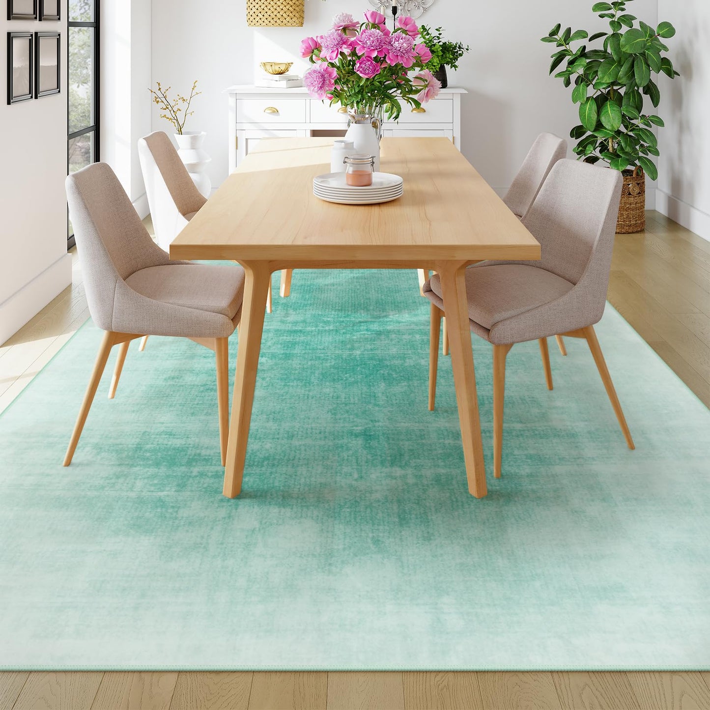 Contemporary Ombre Nursery Rug Washable Non-Slip