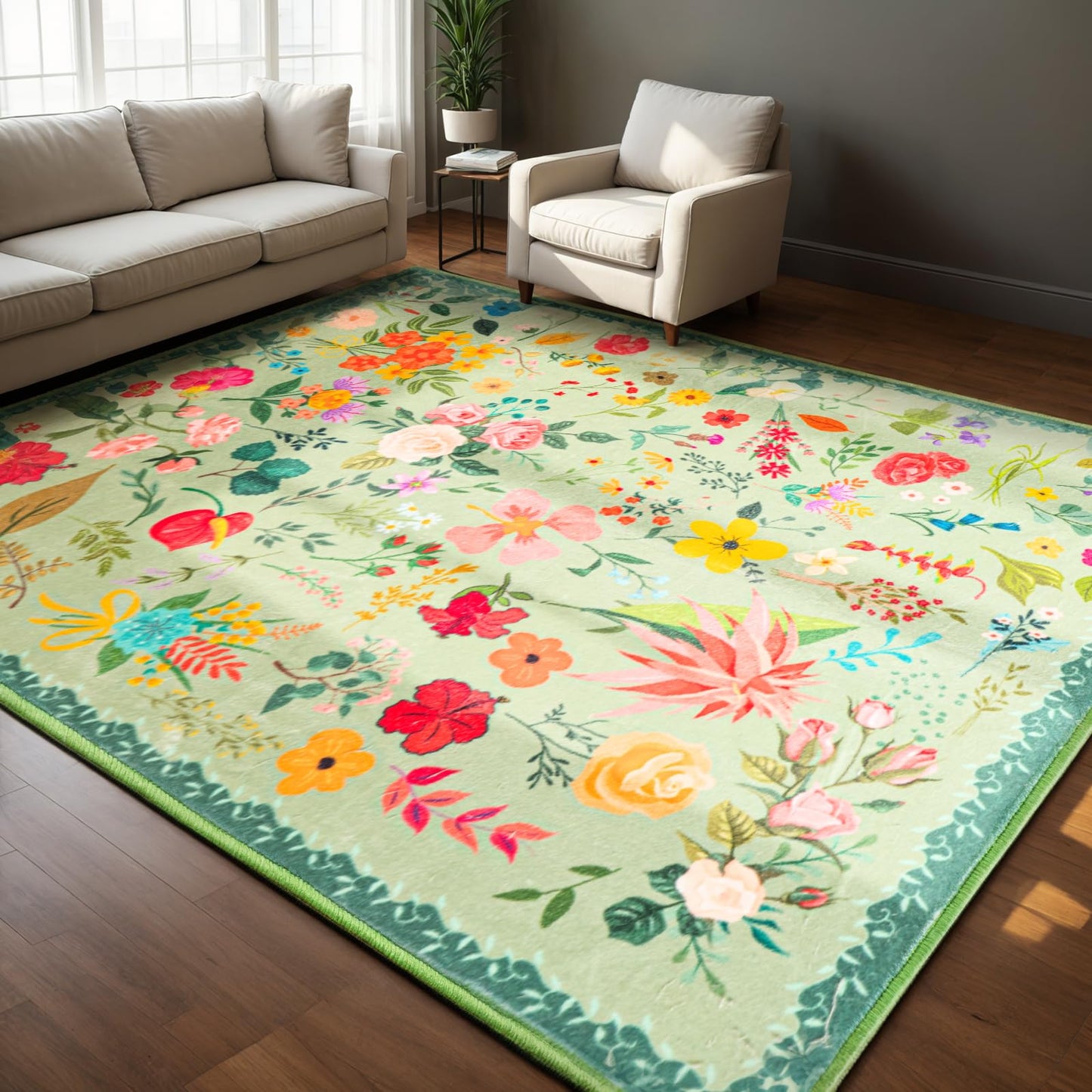 Non Slip Machine Washable Large Living Room Rug