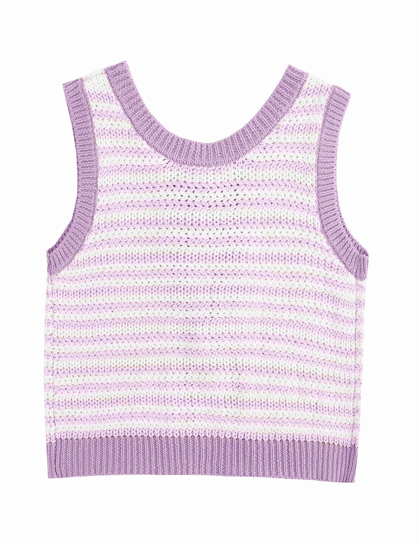 Color Block Tie Back Knit Tank Tops