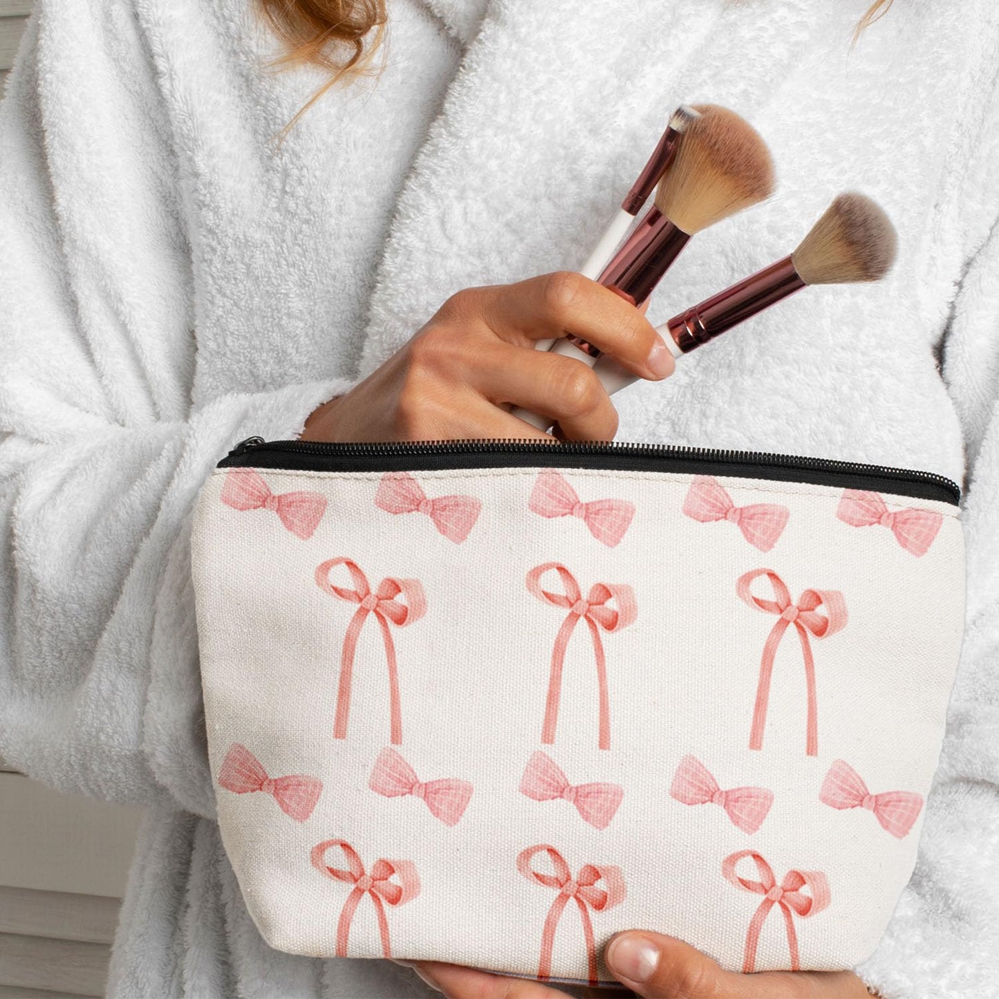 Coquette Pink Bow Makeup Bag