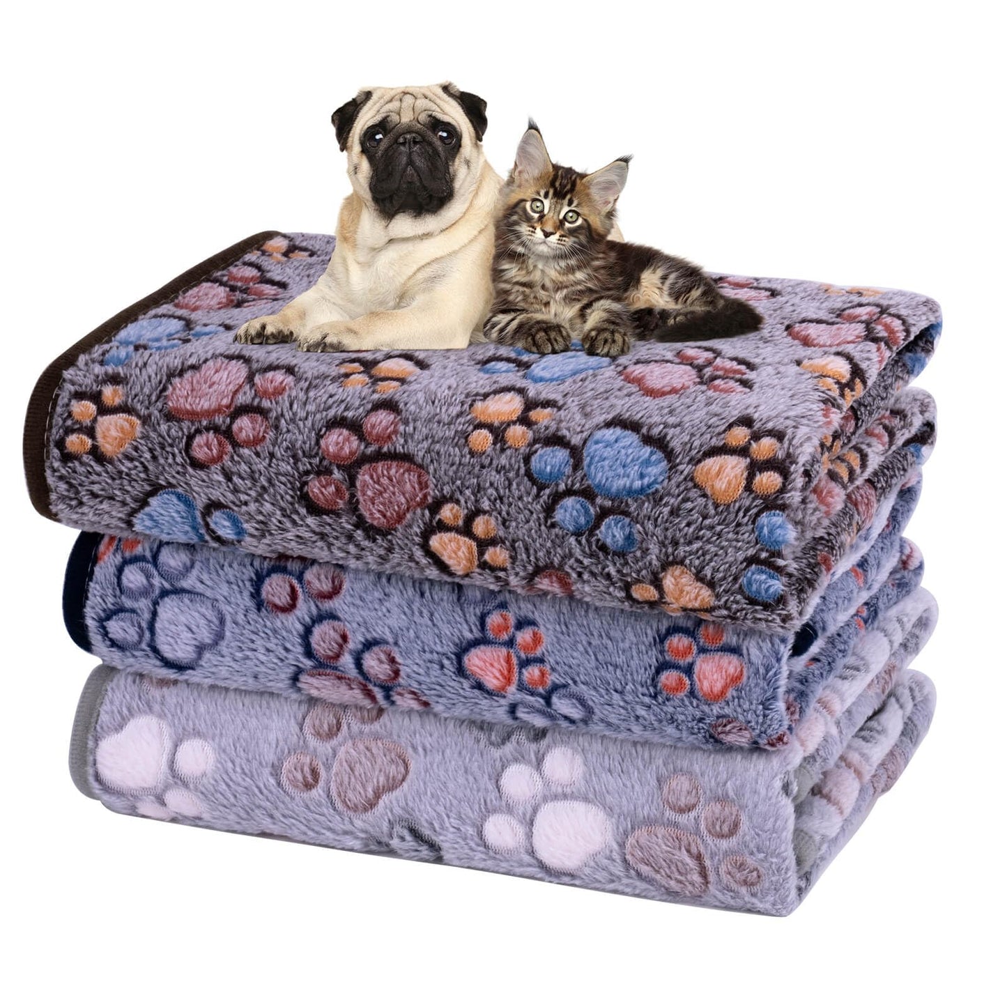 Soft Fluffy Fleece Blanket for Small, Medium and Large Dogs - Paw Print Pink Pet Blanket