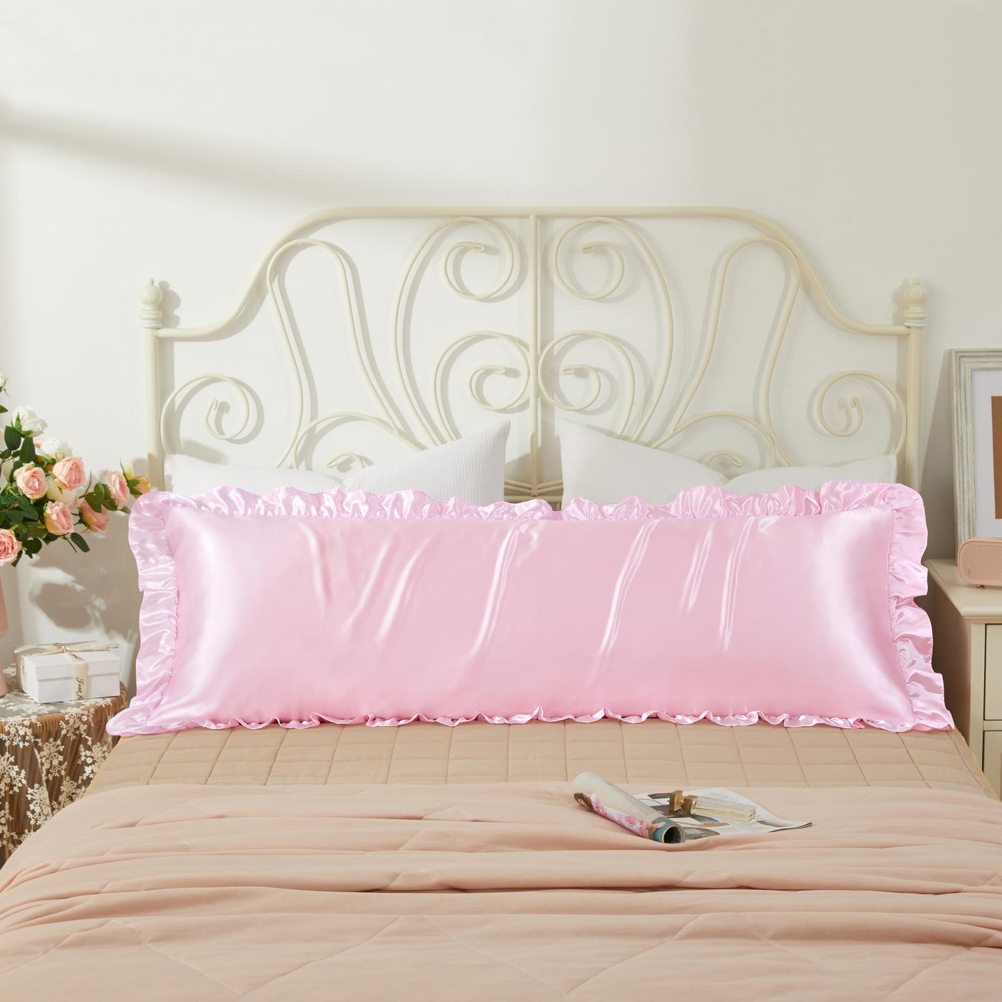 Princess Silky Satin Ruffled Pillow Cases Room Decoration