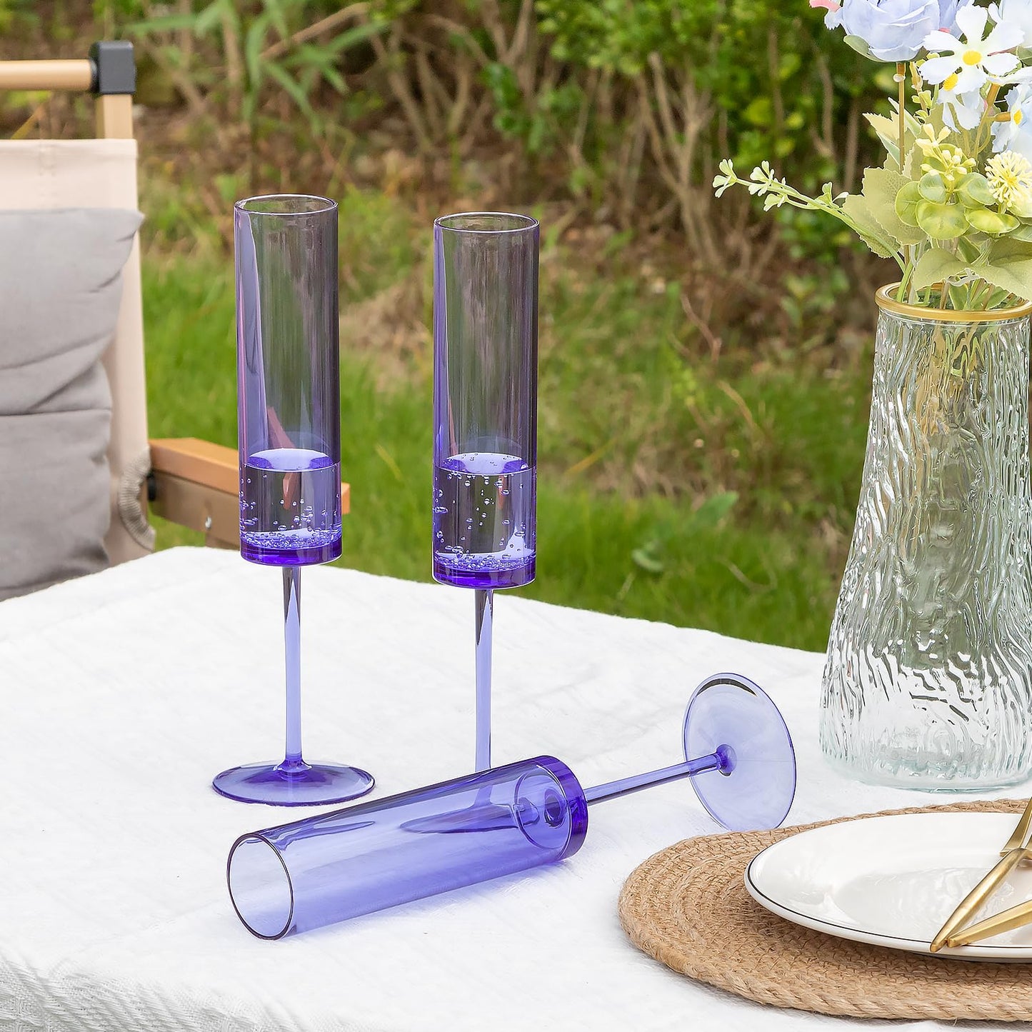 Reusable Acrylic Toasting Glasses - Stemmed Coupes Square