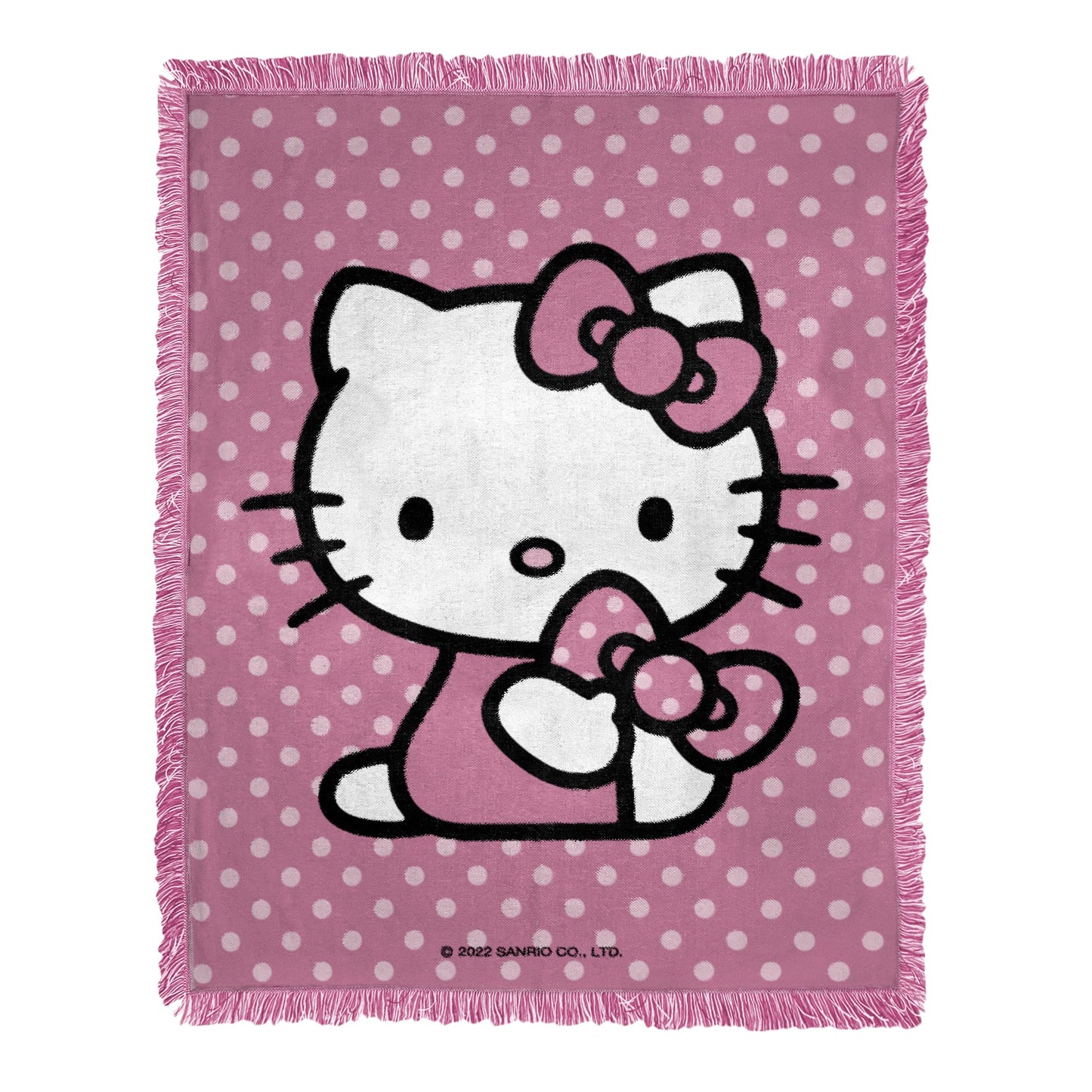 Hello Kitty Woven Jacquard Throw Blanket, 46" x 60", More Bows