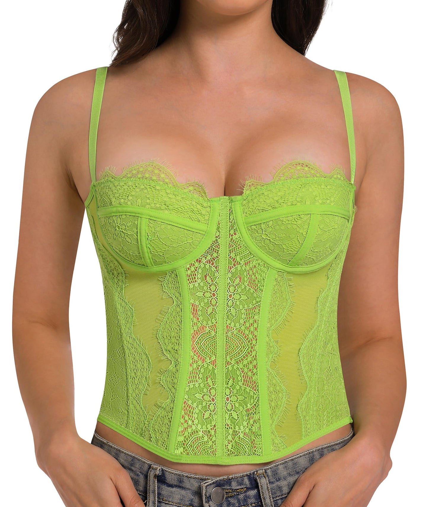 Lace Bustier Corset Tops for Women - Sexy Going Out Party Club Top with Buckle