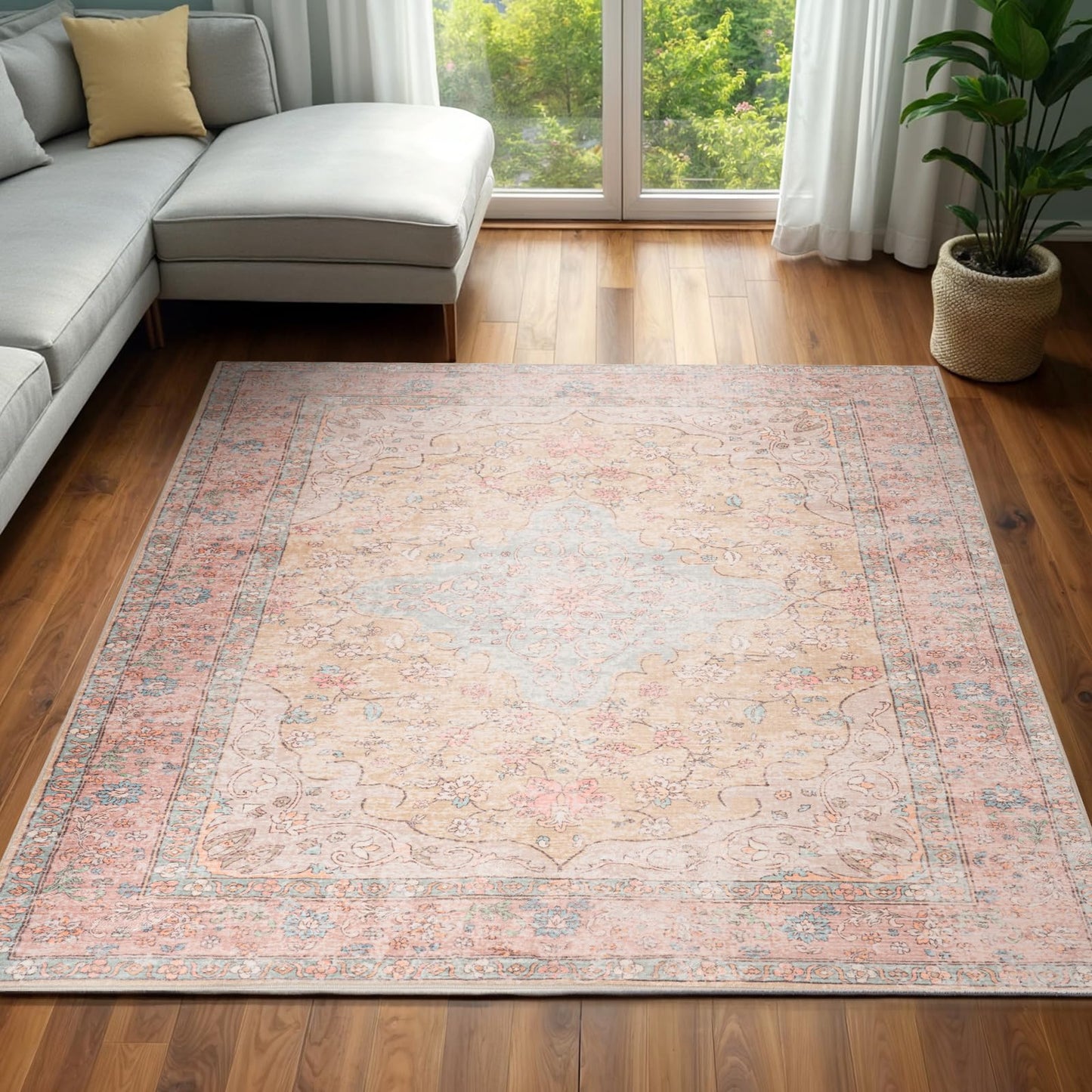 Non Slip Machine Washable Large Living Room Rug