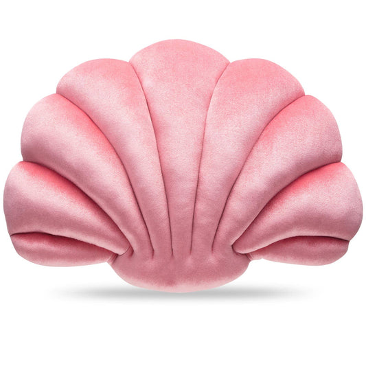 Pink Seashell Decorative Pillow – Soft Clam-Shaped Cushion for Sofa, Bed, or Living Room