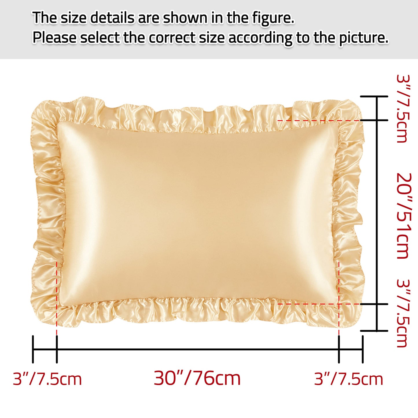 Princess Silky Satin Ruffled Pillow Cases Room Decoration