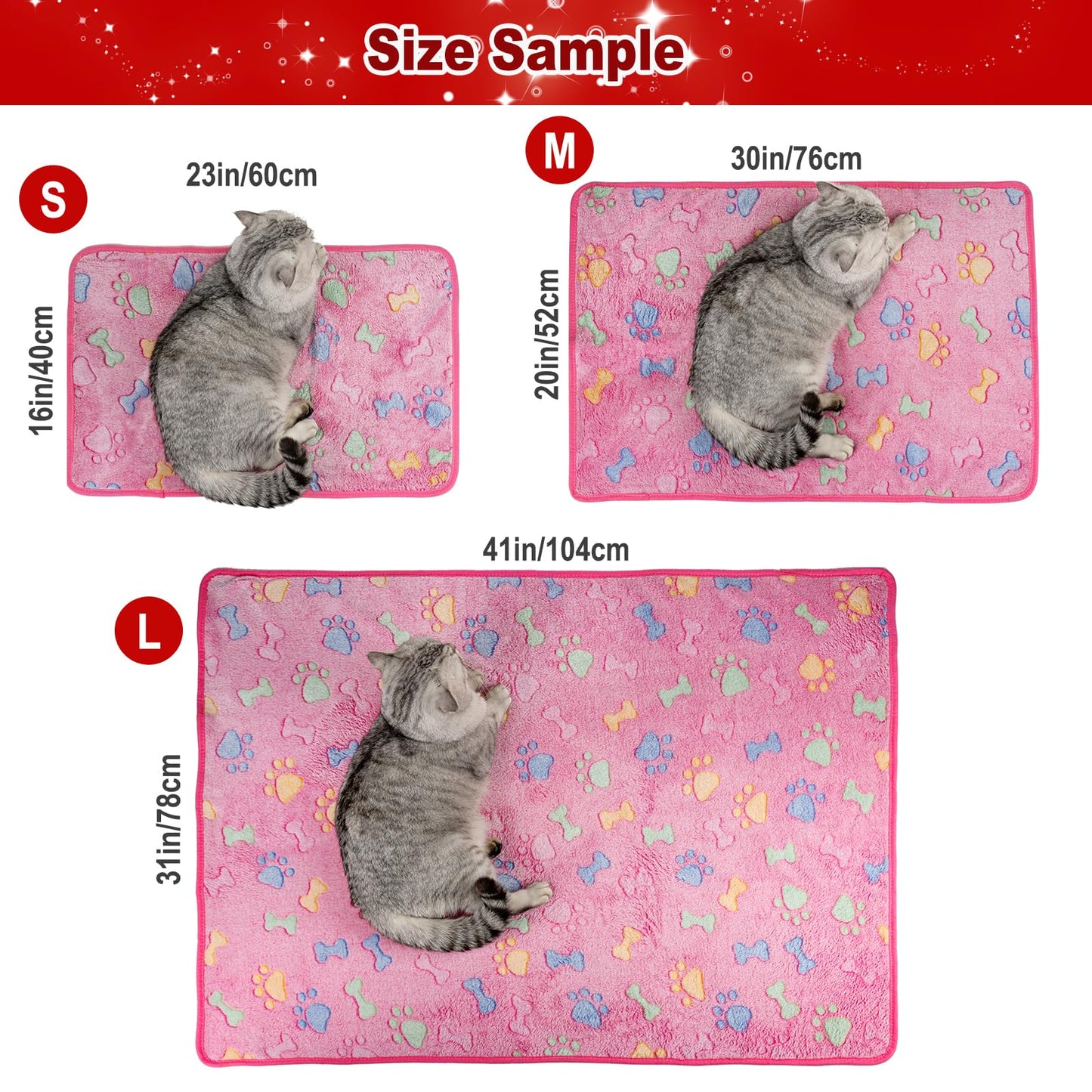 Soft Fluffy Fleece Blanket for Small, Medium and Large Dogs - Paw Print Pink Pet Blanket