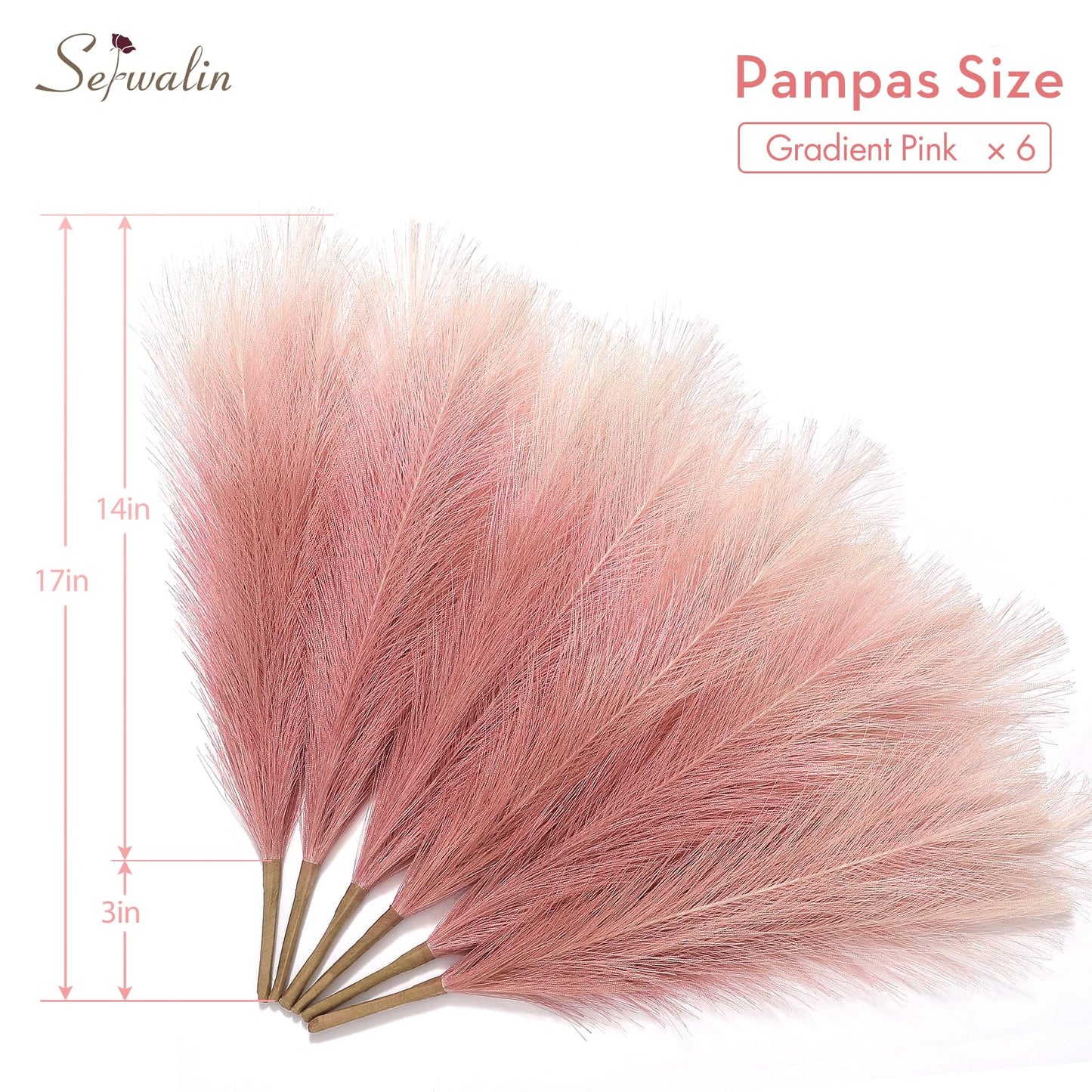 Faux Pampas Grass Decor 17.7 Inch 6pcs, Home Decor