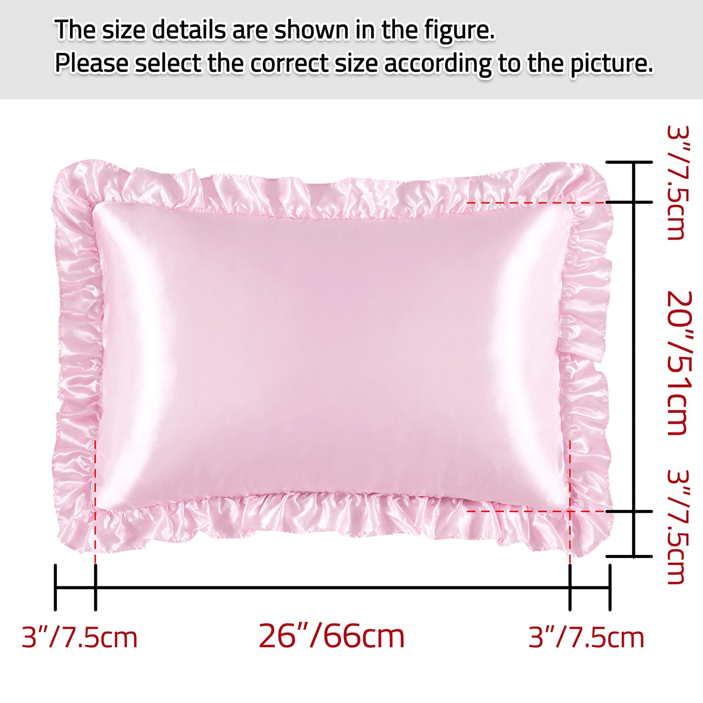 Princess Silky Satin Ruffled Pillow Cases Room Decoration