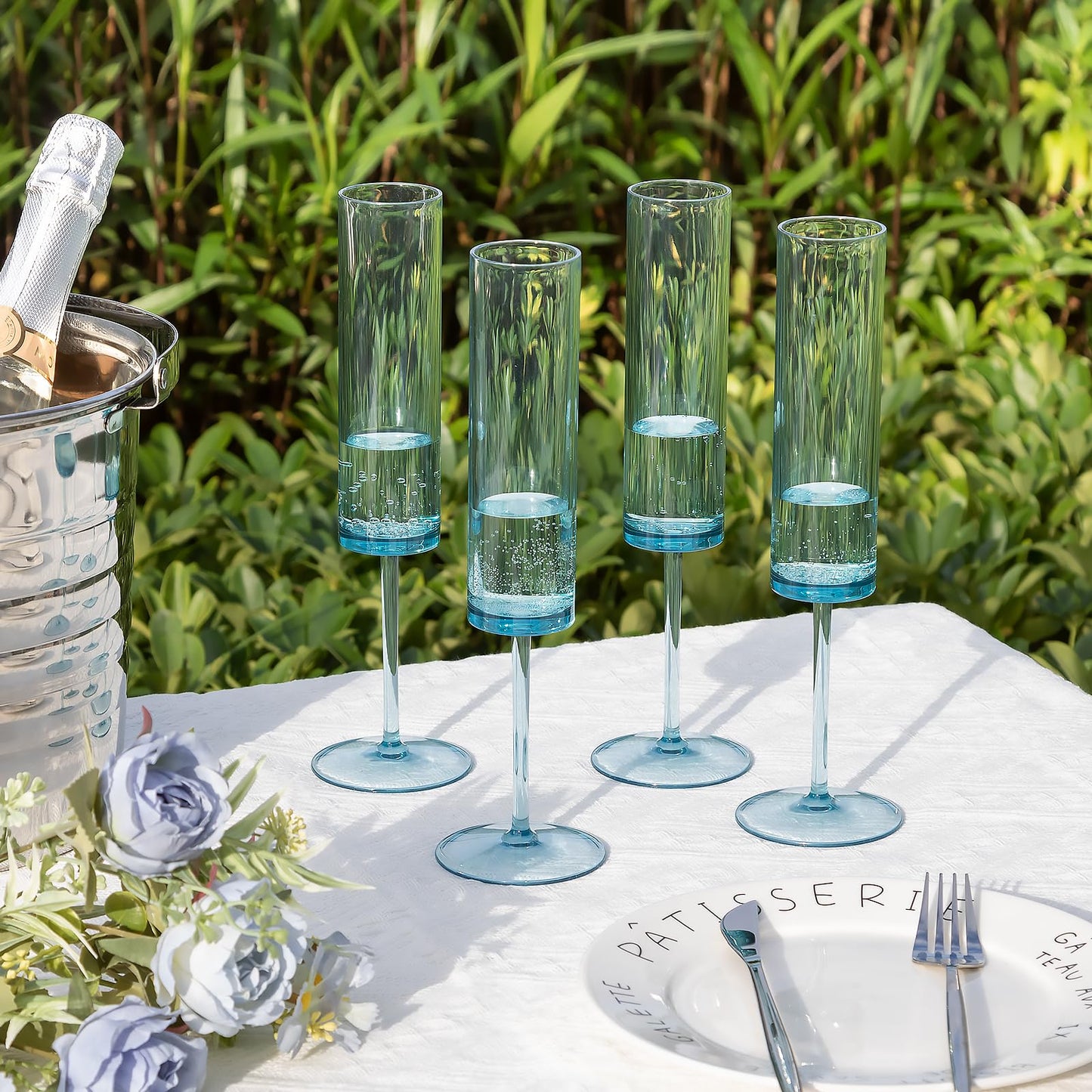 Reusable Acrylic Toasting Glasses - Stemmed Coupes Square