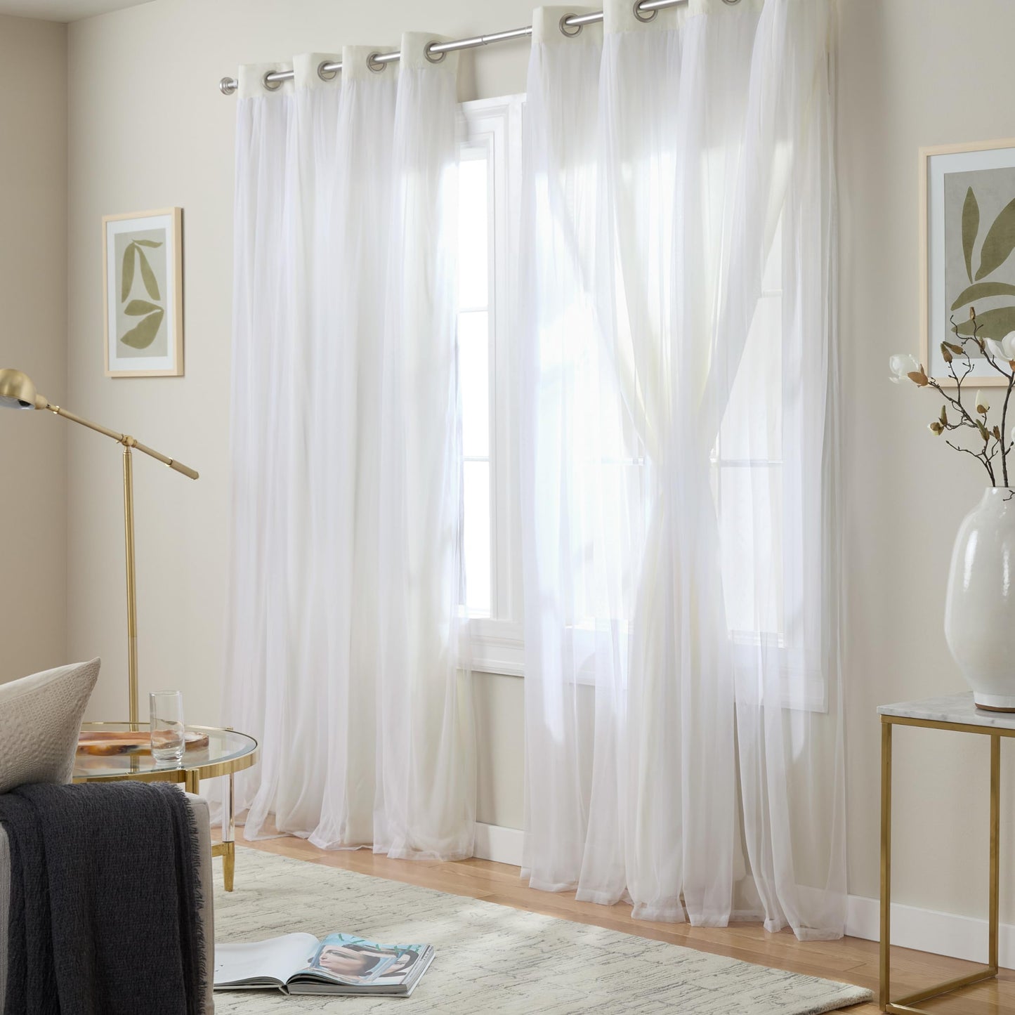 Exclusive Home Catarina Layered Solid Room Darkening Blackout and Sheer Grommet Curtain Panel