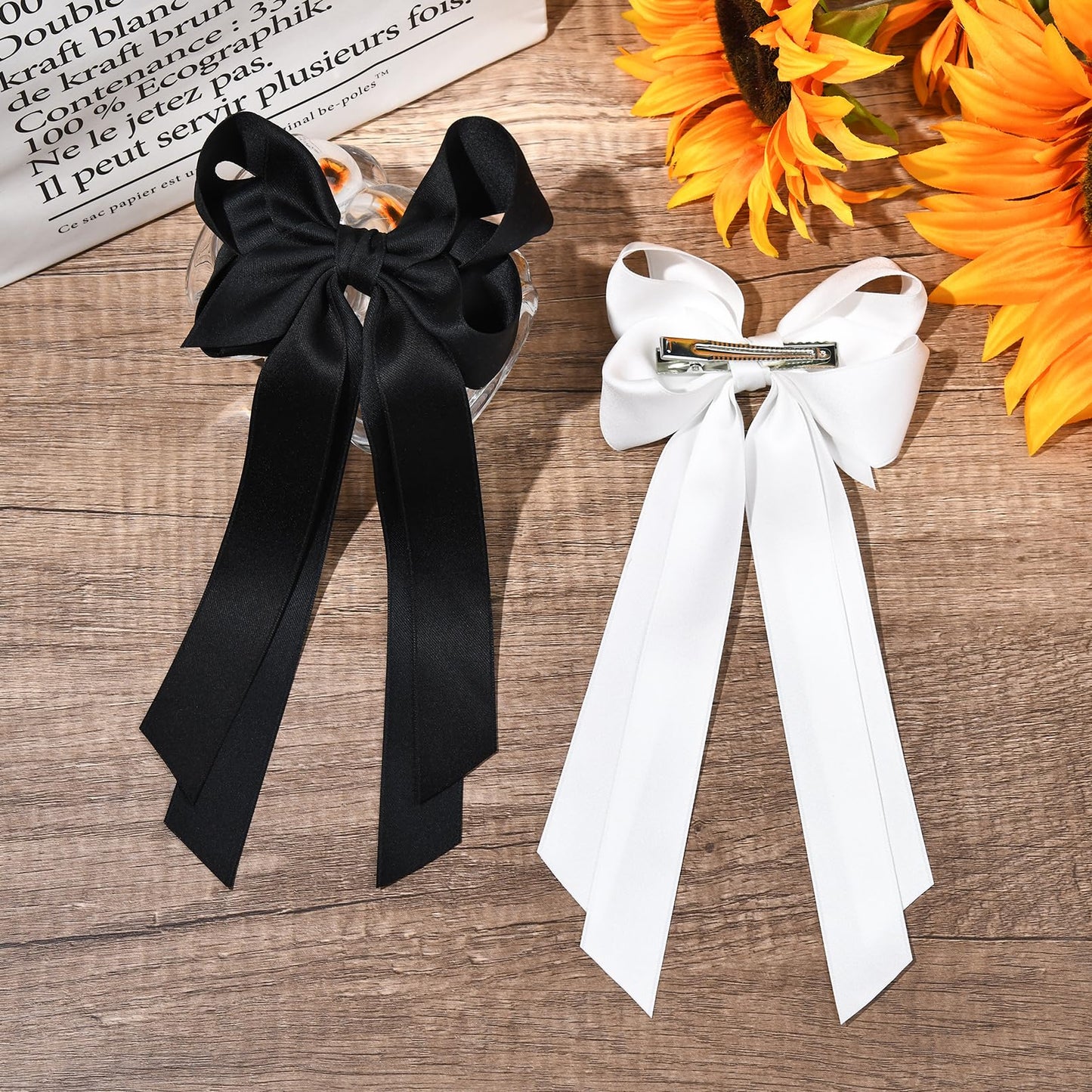 Silky Satin 2PCS Hair Bows Hair Clip - Holder Accessories Slides Metal Clips Hair Bow