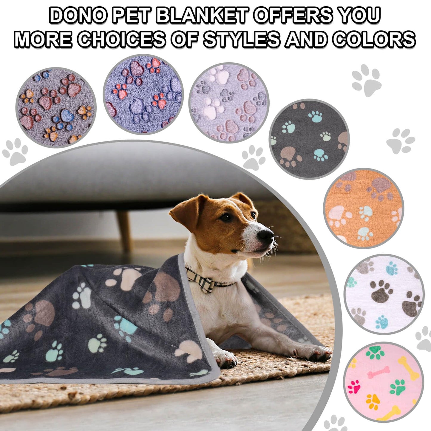 Soft Fluffy Fleece Blanket for Small, Medium and Large Dogs - Paw Print Pink Pet Blanket