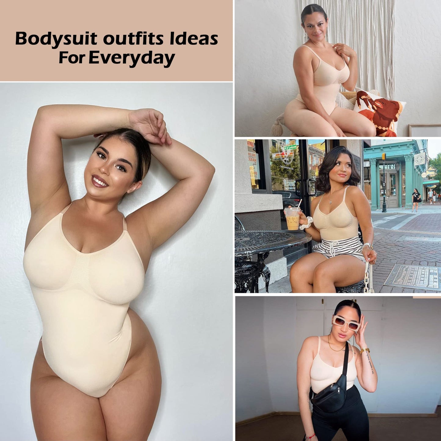 Women's Shapewear Bodysuit - Tummy Control Body Shaper Seamless Sculpting Snatched Waist Body Suit