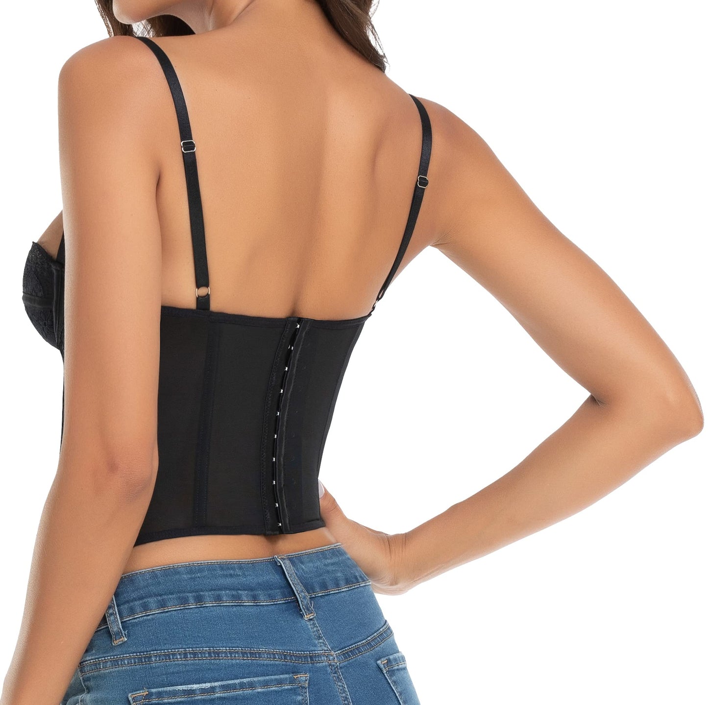 Lace Bustier Corset Tops for Women - Sexy Going Out Party Club Top with Buckle