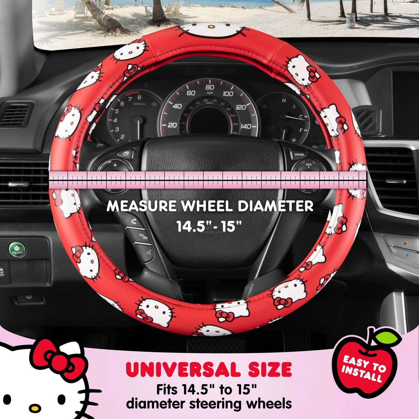 Hello Kitty Steering Wheel Cover, Universal Size 14.5-15