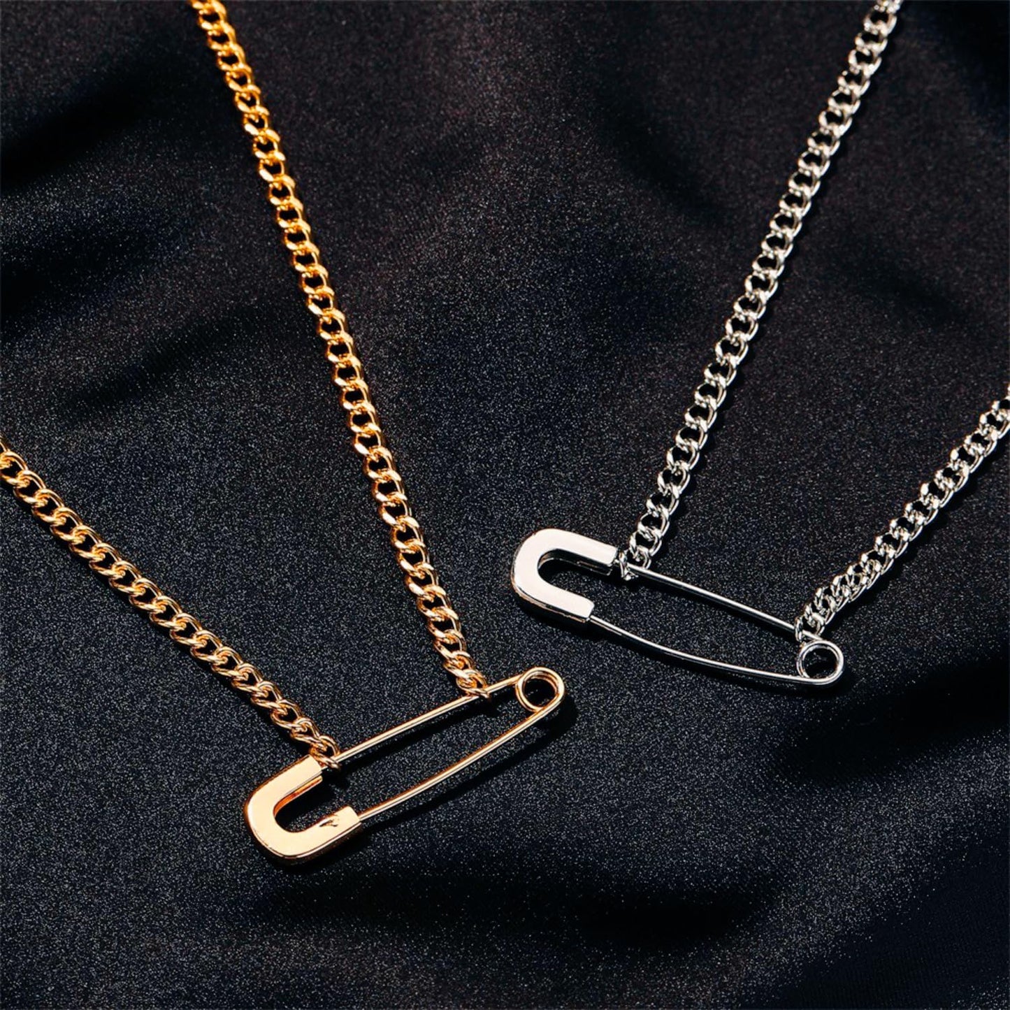 Safety Pin Necklace Heart Pendant