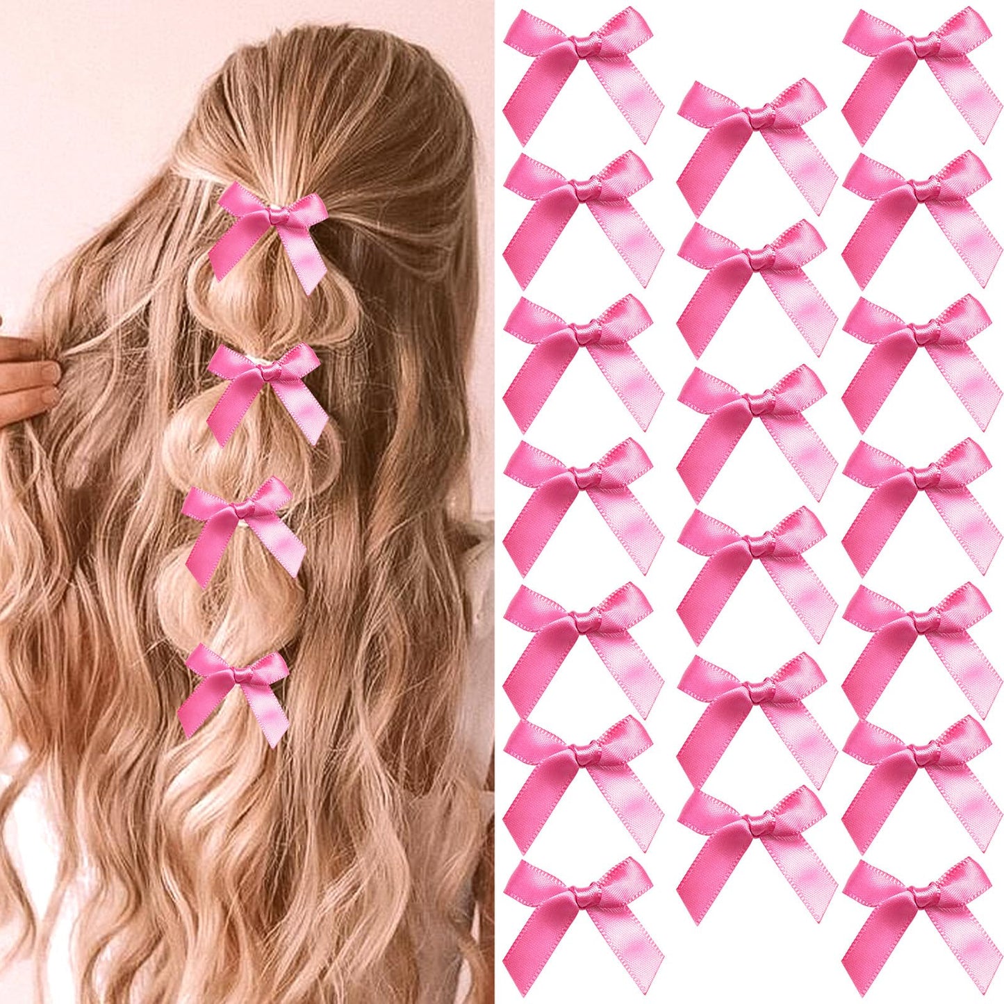 Mini 20PCS Bowknot Ribbon Barrettes - Cute Claw Clips Hair Accessories