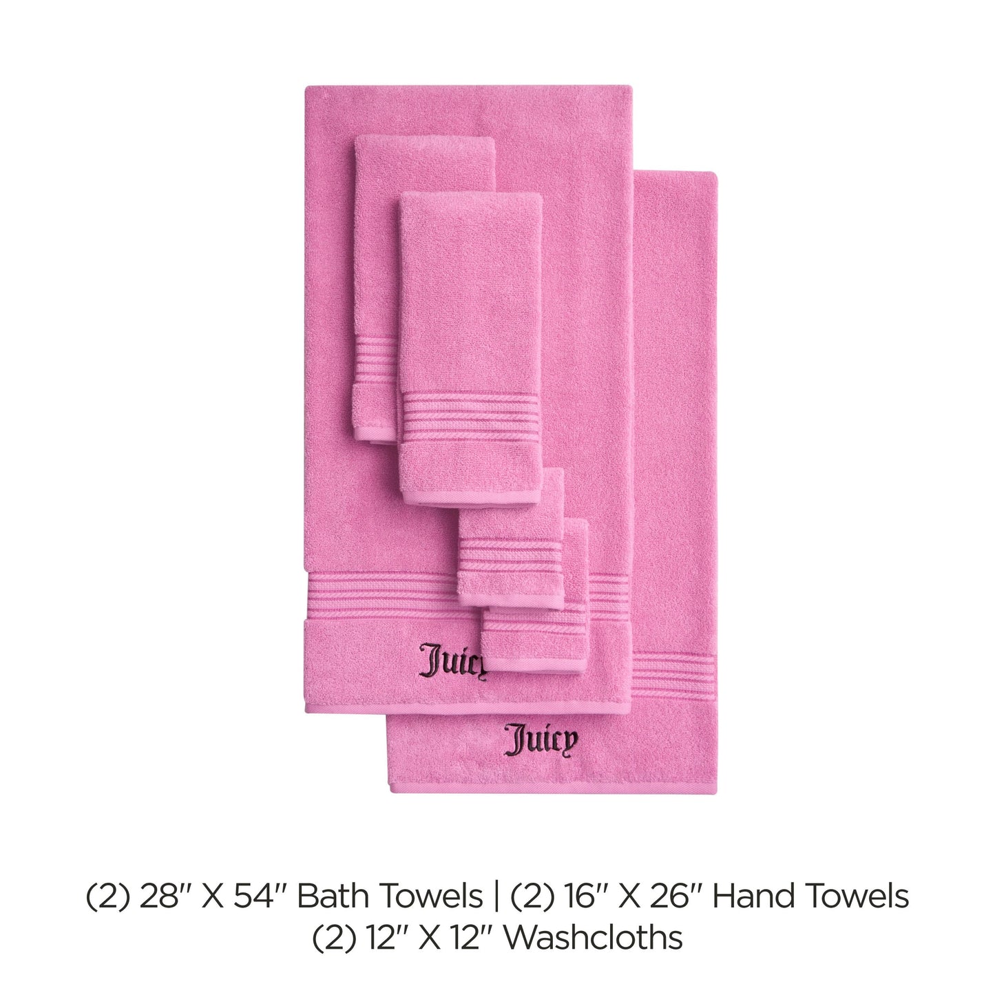 Juicy Couture Alyssa Luxurious 6 Piece Bath Towel Set - Premium Bathroom Towel Set