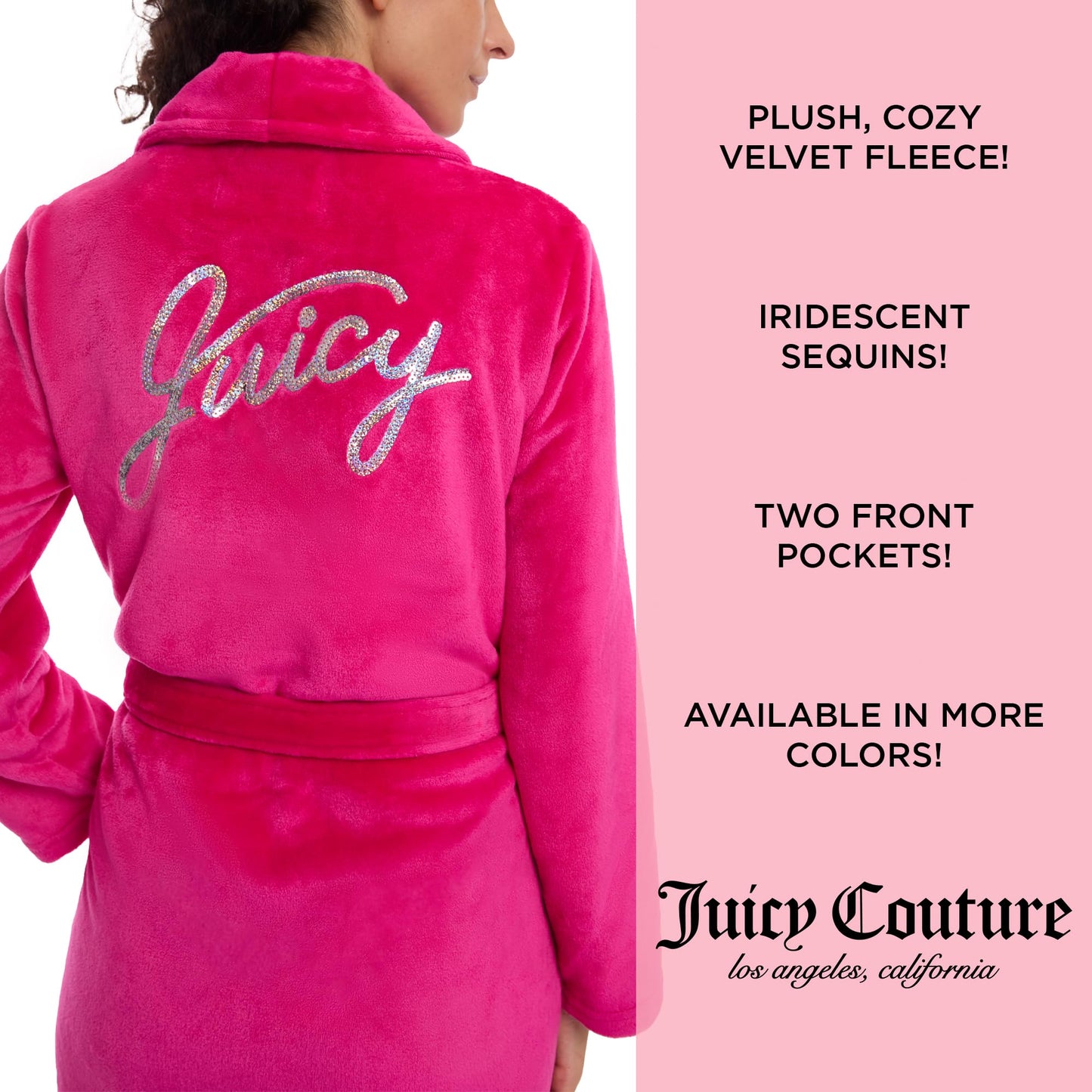 Juicy Couture Women's Super Soft Luxe Plush Shawl Collar Robe