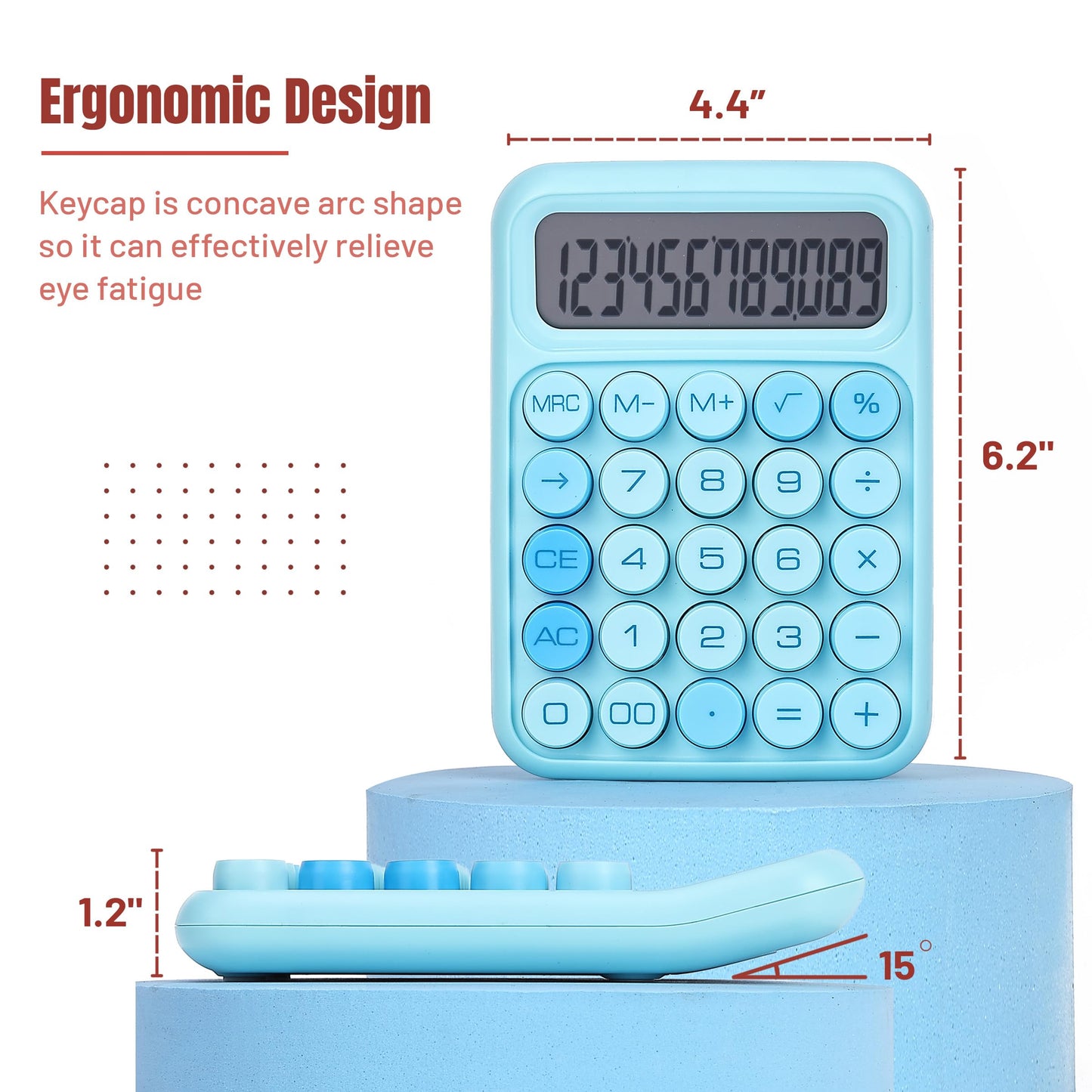 Large Mechanical Switch Calculator, 12 Digits, LCD Display, Big Buttons