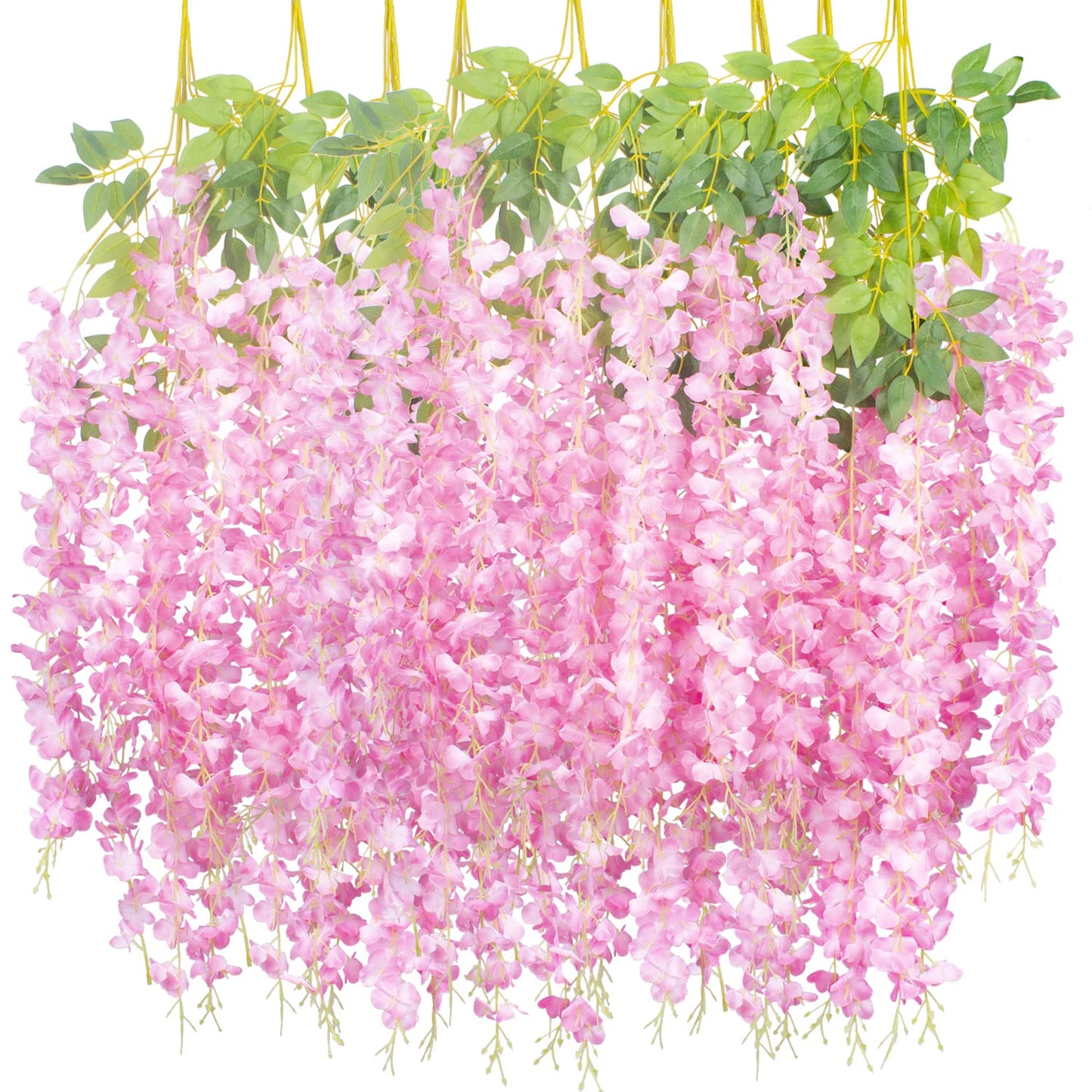 Hanging Artificial Flowers Silk Wisteria Vine Ratta Flower, 12 Pack