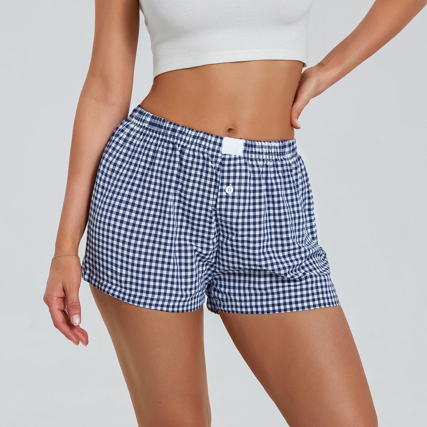 Gingham Cute Pajamas Shorts l Bottoms Elastic Boxers