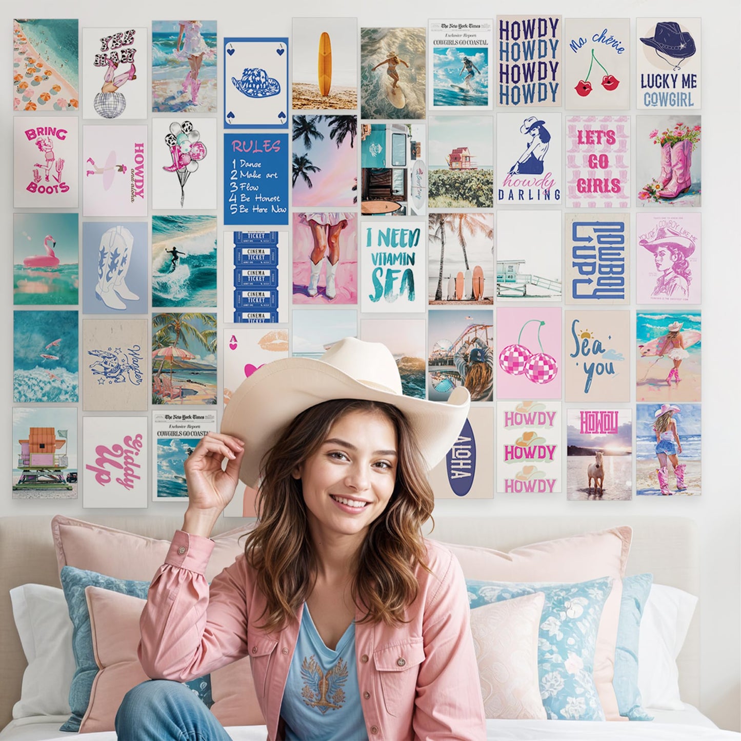 Preppy Aesthetic Wall Collage Kit – Cute Posters for Girls' Bedroom Decor