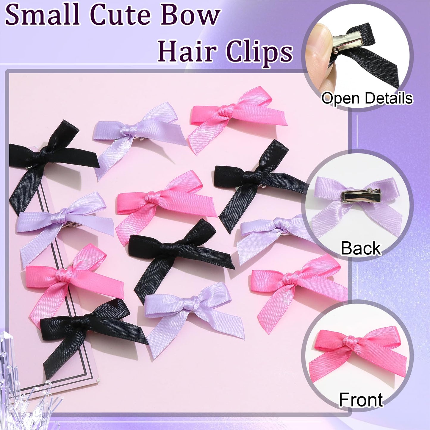 Mini 20PCS Bowknot Ribbon Barrettes - Cute Claw Clips Hair Accessories