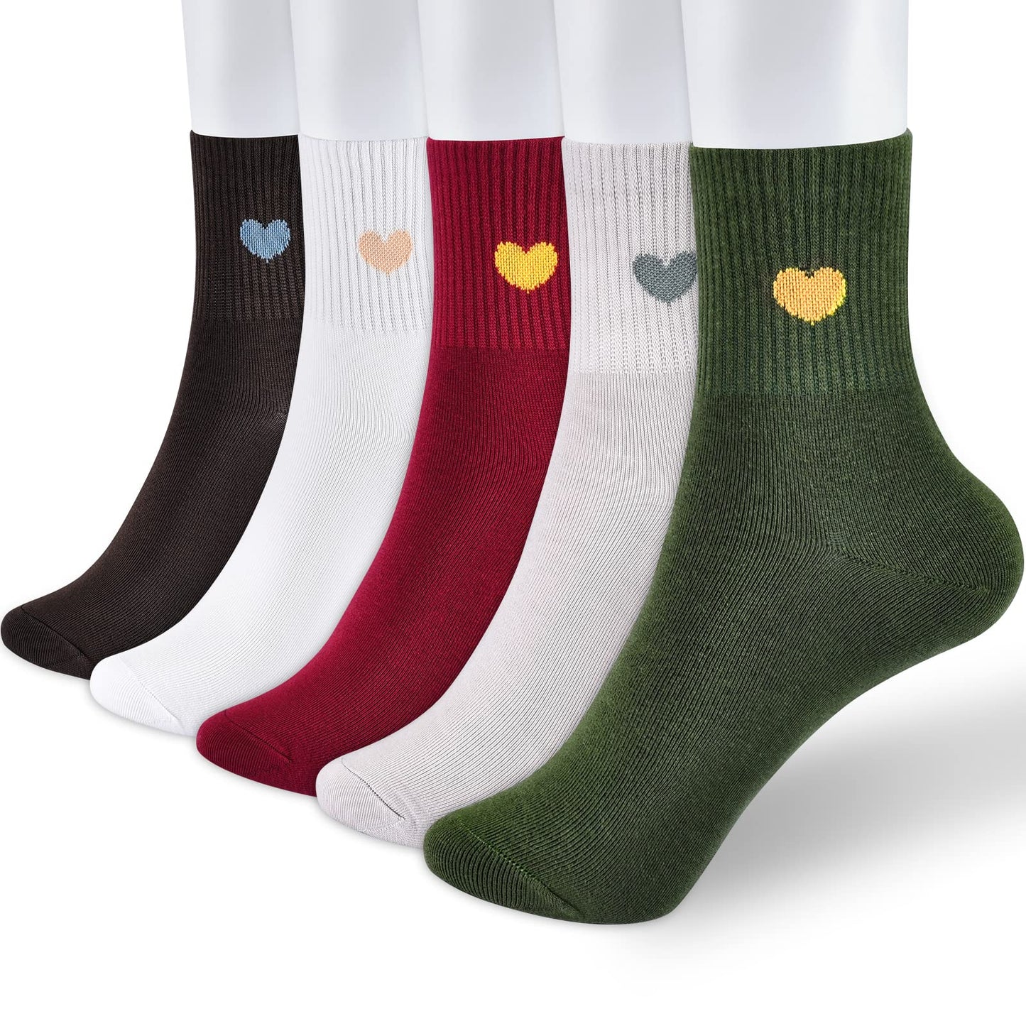 Women's Crew Socks Ankle High Cotton Fun Cute Athletic Running Socks(5-Pairs With Present Box)