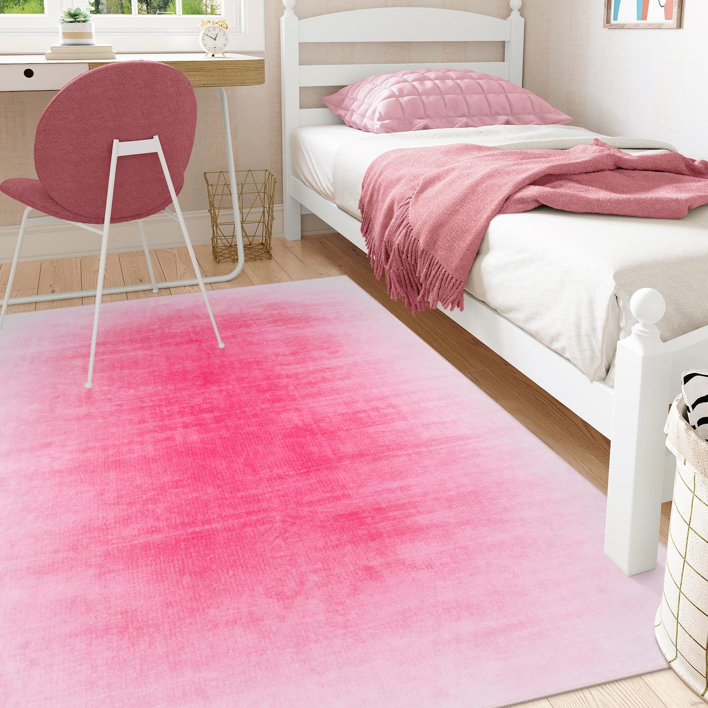 Contemporary Ombre Nursery Rug Washable Non-Slip