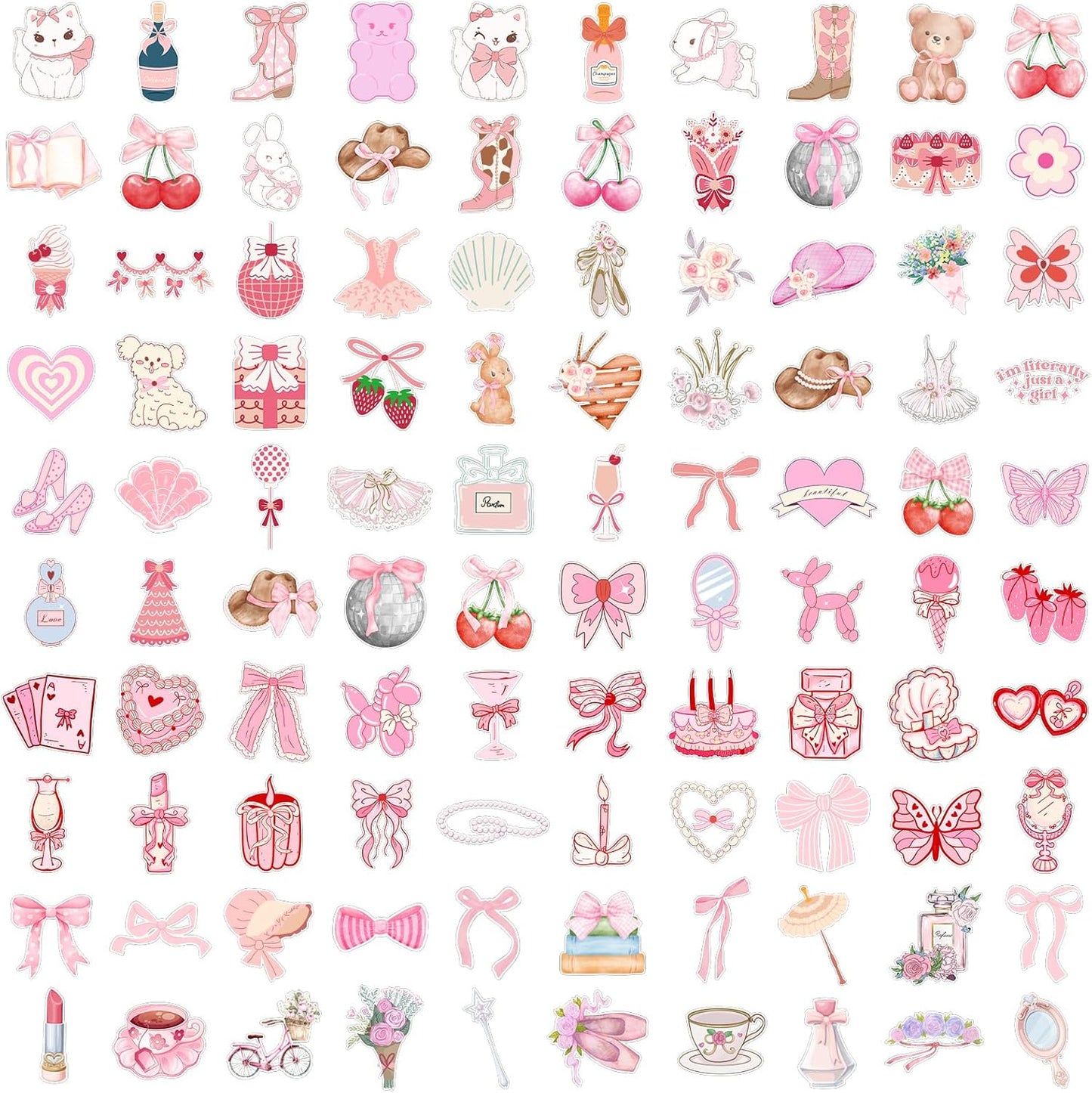 Coquette Stickers, 100 Styles Pink Asthetic Coquette Stickers