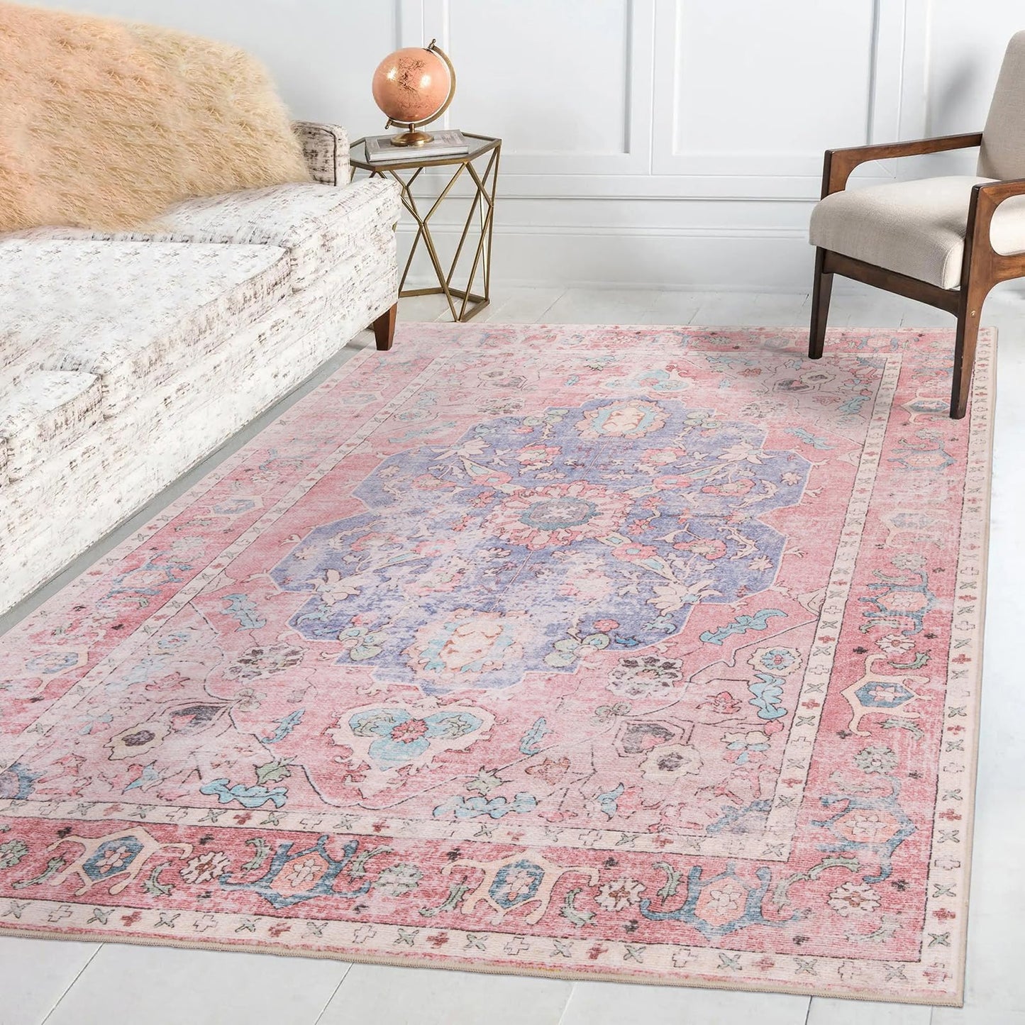 Vintage Floral Honeycomb Non Slip Area Rug