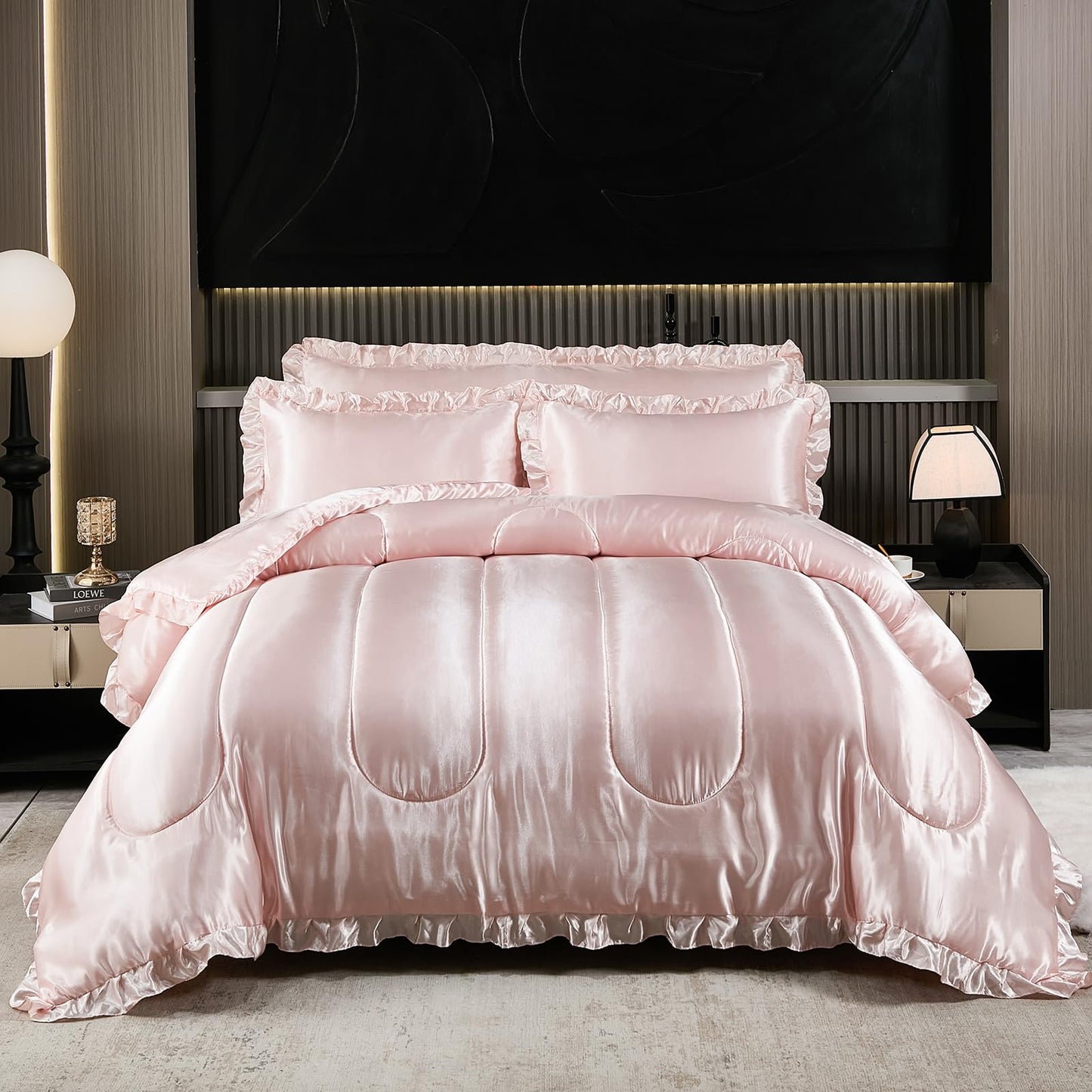 Comforter Silk Beddings - Luxury Silky Body Pillow Cover Ruffle