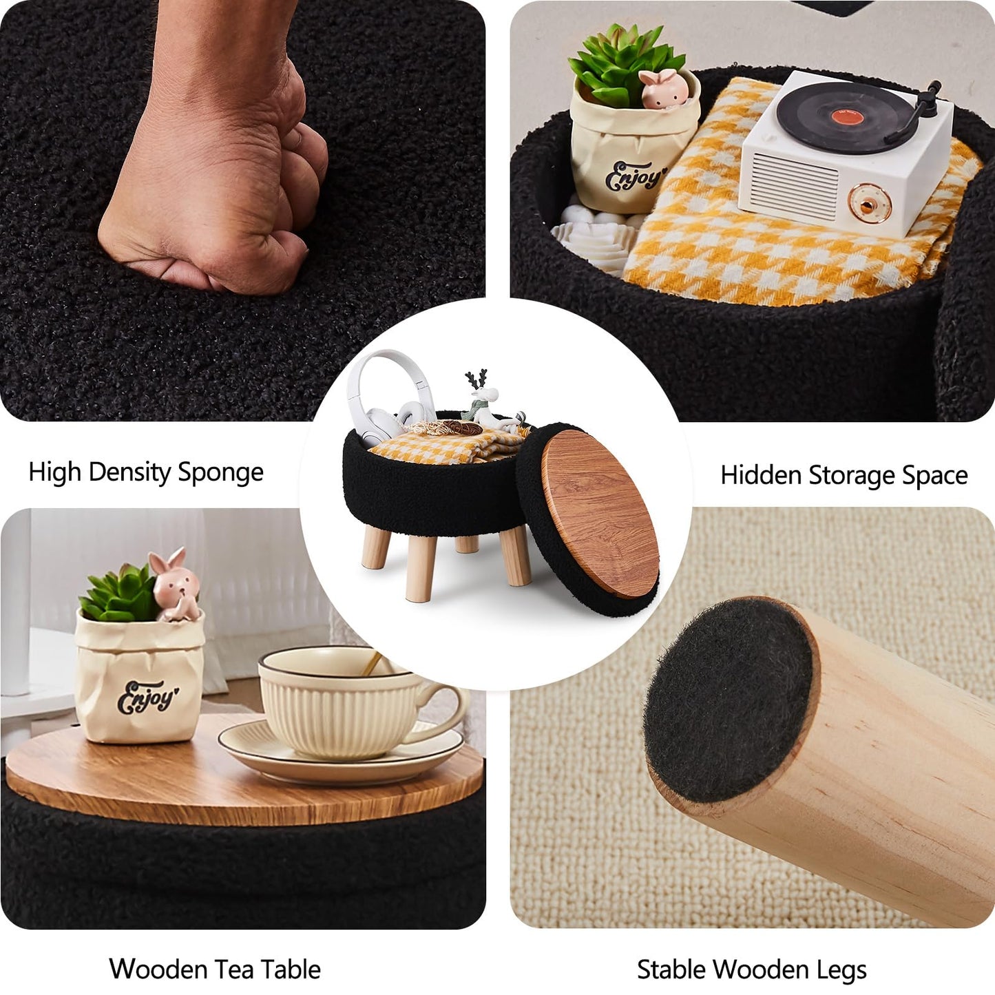 Round Footrest with Soft Padded Seat,