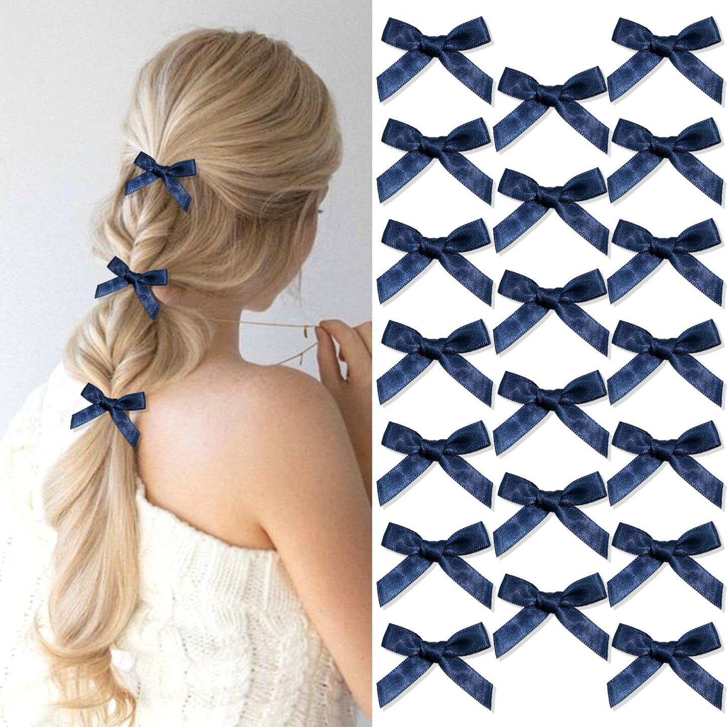 Mini 20PCS Bowknot Ribbon Barrettes - Cute Claw Clips Hair Accessories