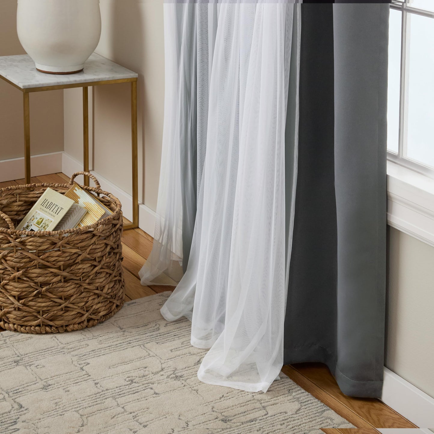 Exclusive Home Catarina Layered Solid Room Darkening Blackout and Sheer Grommet Curtain Panel