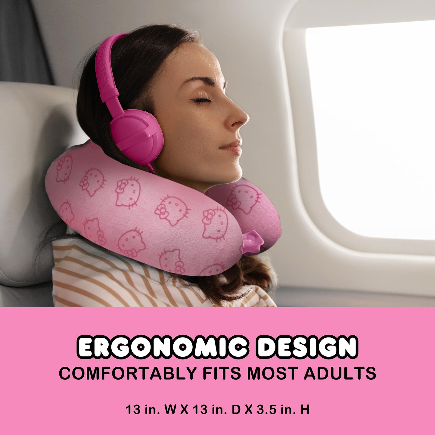 Hello Kitty Neck Pillow Support, Portable Travel Car Pillow for Sleep