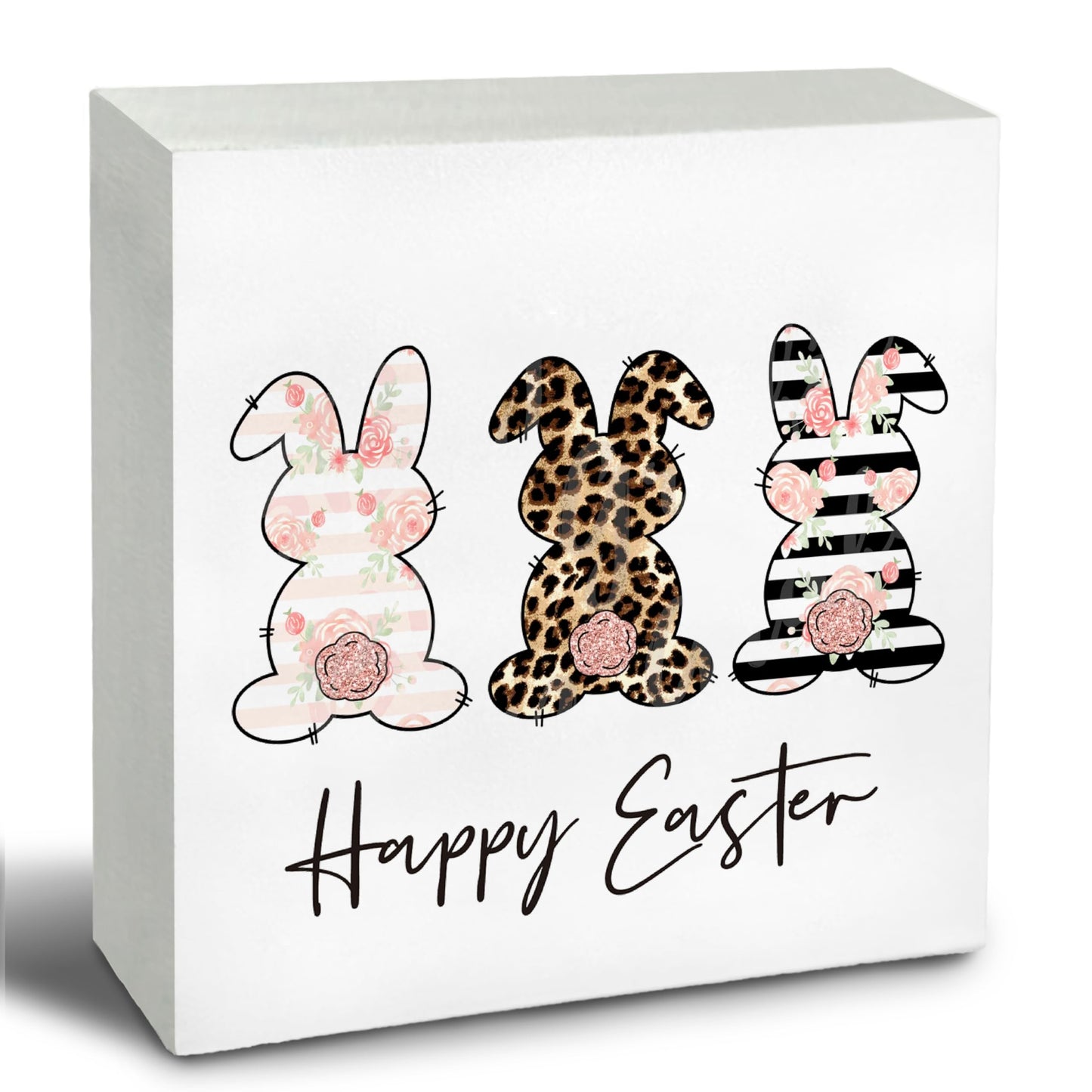 Wooden Box Easter Sign Decor, 5x5 Inch